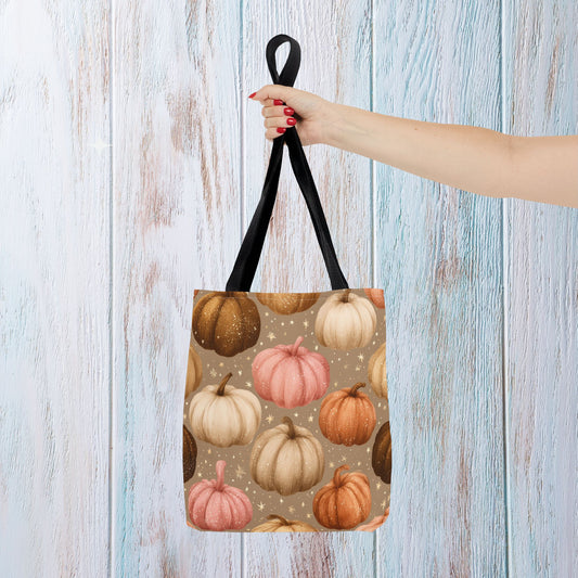 Fall Autumn Pumpkin Tote Bag, Fall Market Shopping Bag, Halloween Trick or Treat AOP Tote Bag, Cute Pumpkins Bookish Tote Bag Gift for Her