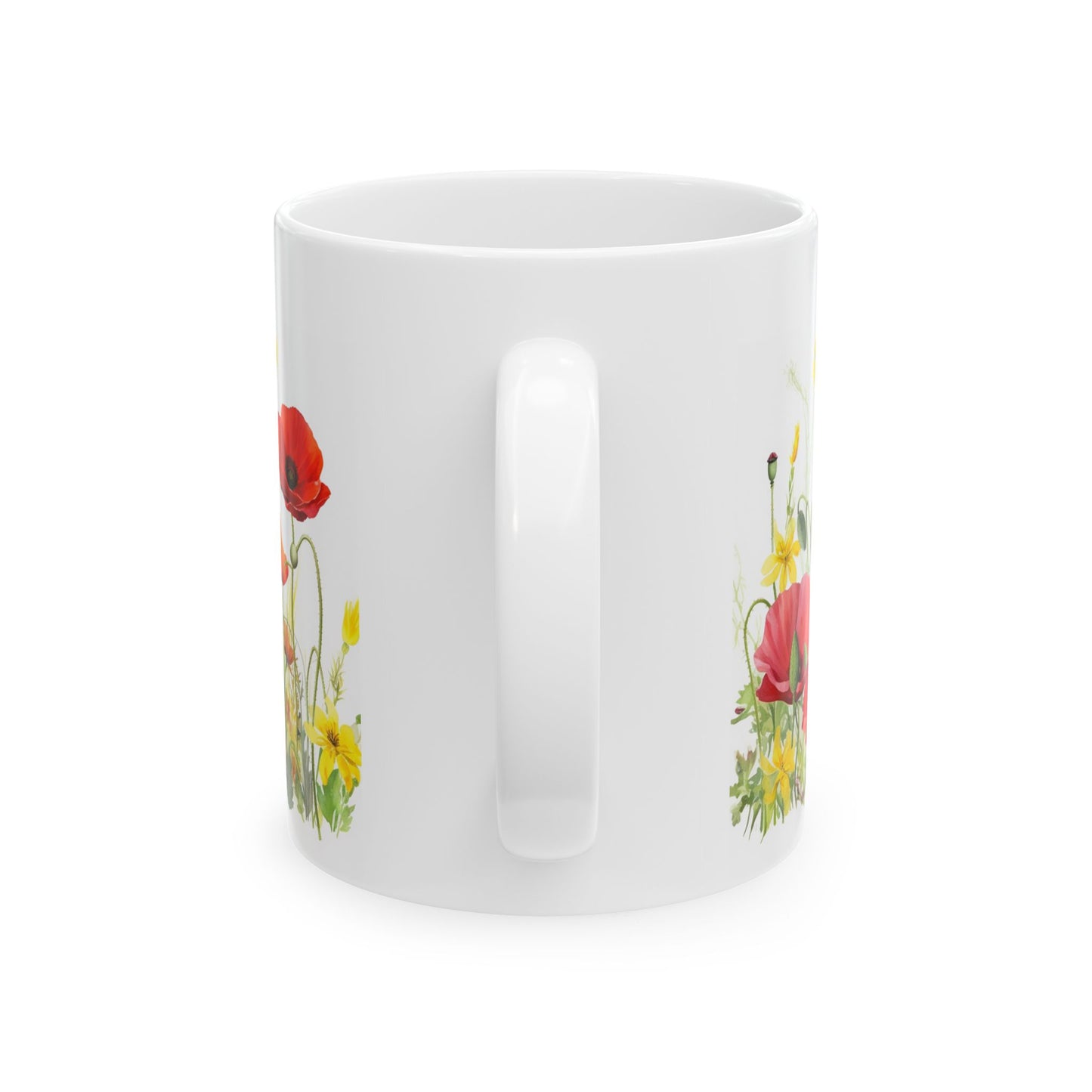 Poppy Meadow Ceramic Mug - Red Floral Coffee Cup, Nature Lover Mug, Botanical Drinkware, Mothers Day Gift for Mom, Kitchen Decor