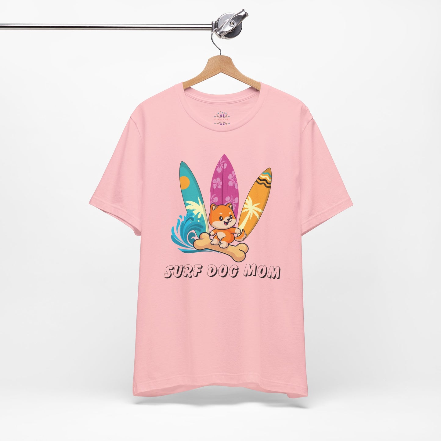 Dog Mom T-Shirt - Summer Beach Shirt for Dog Mom Surfing Gifts, Cute Dog Surfing Graphic Tee, Summer Beach Fashion