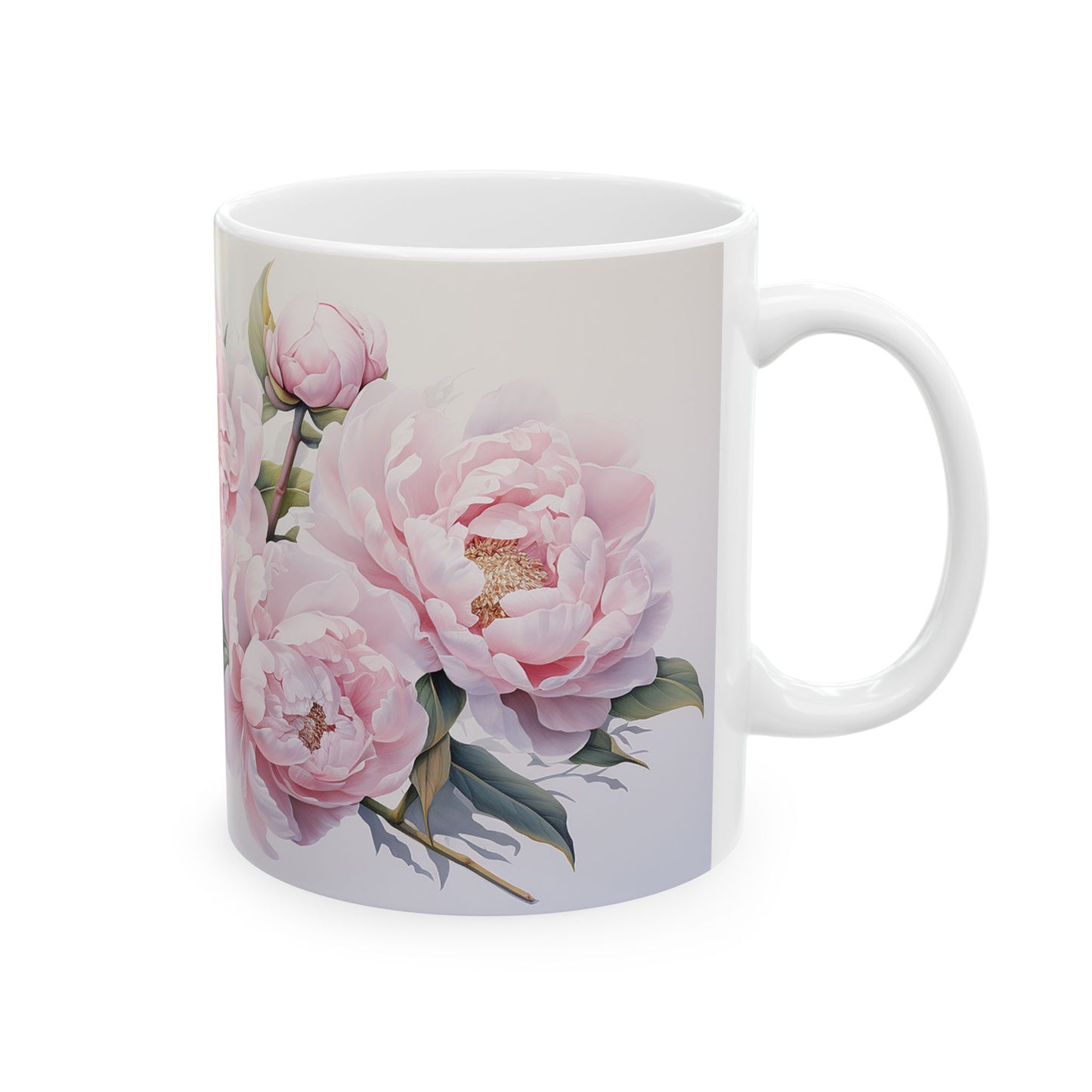 Floral Peonies Coffee Mug - Summer Kitchen Decor, Pretty Peony Flower Cup, Bridal Shower Thank You Gift