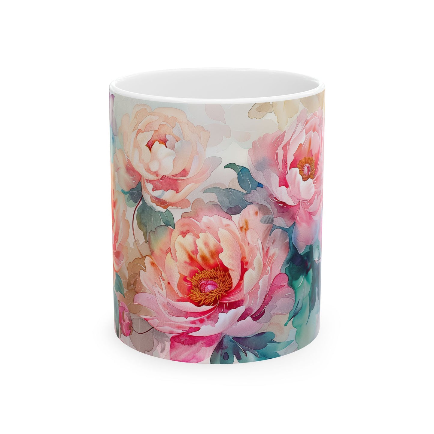 Vintage Peony Mug- Flower Lovers Gift for Her, Coffee Ceramic Mug