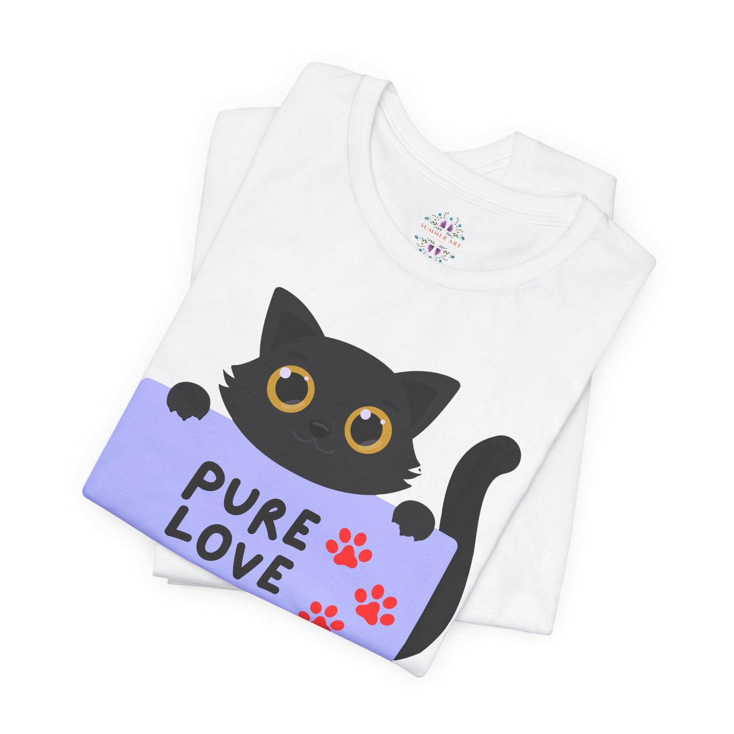 Black Cat T-shirt- Cute Cat Graphic tee, Pet Lover Top, Pure Love