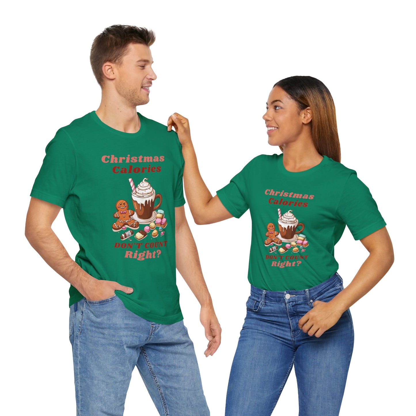 Christmas T-Shirt - Calories Don't Count, Funny Holiday TShirt, Party Outfit Unisex, Festive Apparel for Photo Shoots