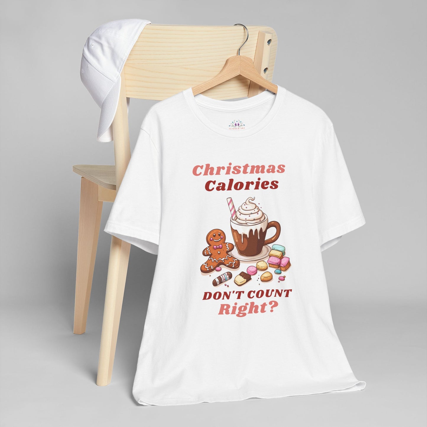 Christmas T-Shirt - Calories Don't Count, Funny Holiday TShirt, Party Outfit Unisex, Festive Apparel for Photo Shoots