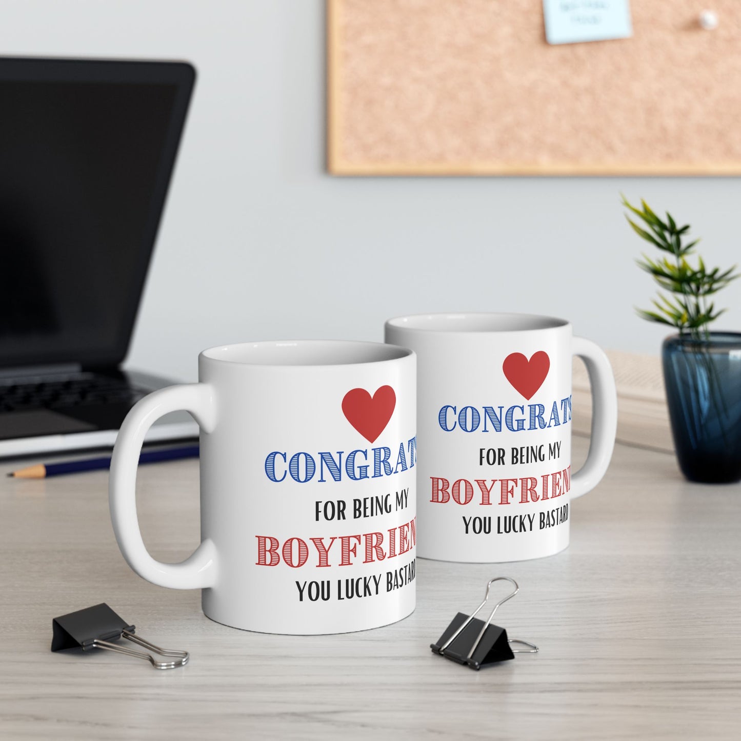 Congrats for Being My Boyfriend - Mug Gift for Him Valentines Day, Gift for Bithday from Girlfriend, Love Anniversaries Humor Mug, Sarcastic Gift