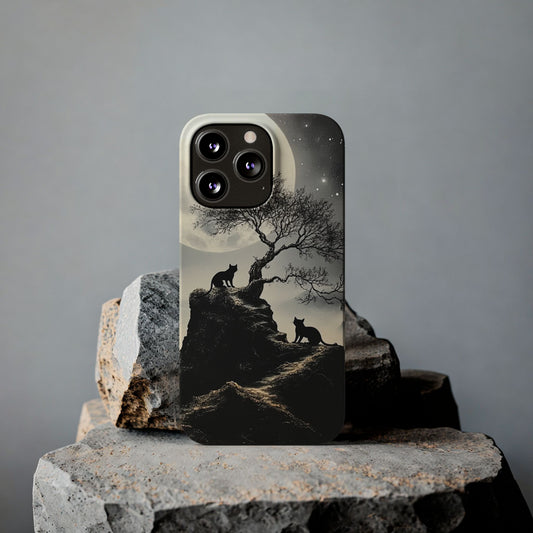 Mystical Moonlight Cat Silhouette IPhone Case for 17 16 15 14 13 12 Pro Max Phone Case Birthday Gift for Cat Lovers Cat Moms Gift