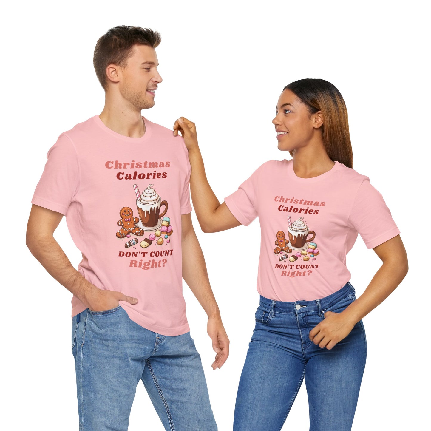 Christmas T-Shirt - Calories Don't Count, Funny Holiday TShirt, Party Outfit Unisex, Festive Apparel for Photo Shoots