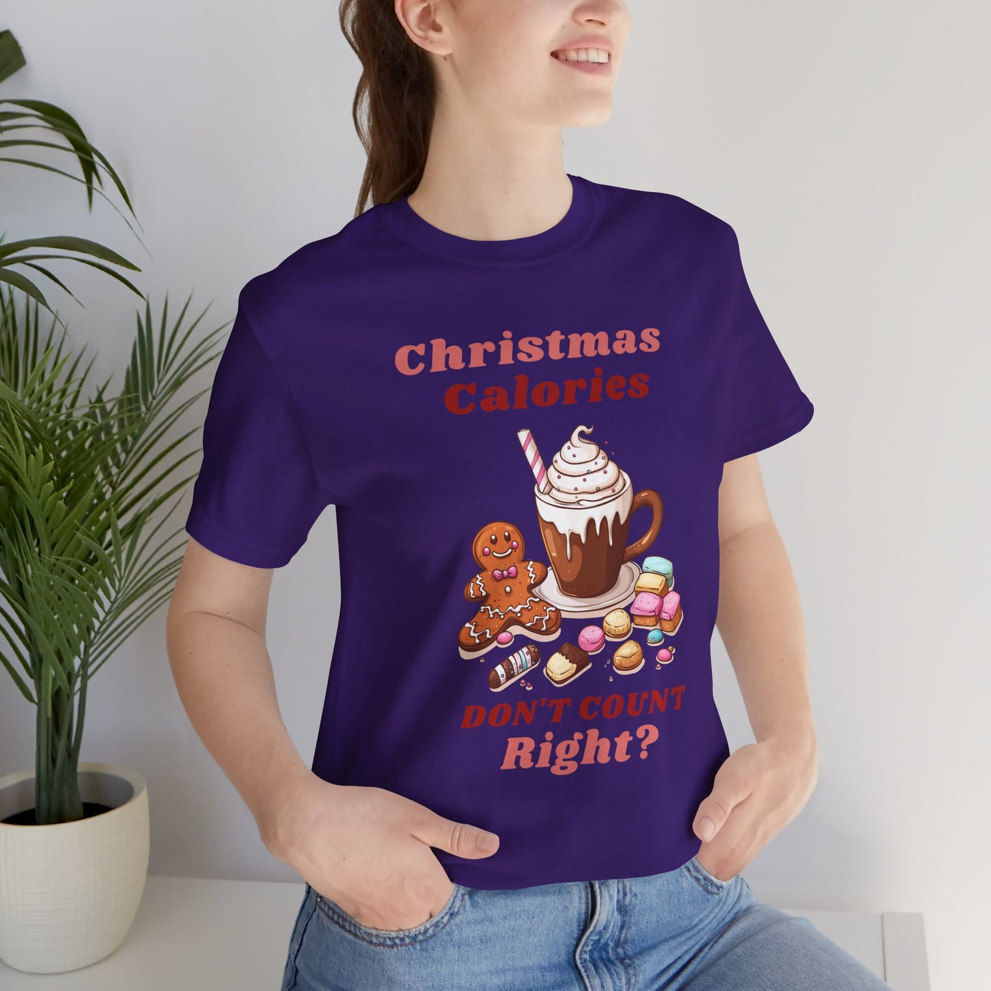 Christmas T-Shirt - Calories Don't Count, Funny Holiday TShirt, Party Outfit Unisex, Festive Apparel for Photo Shoots