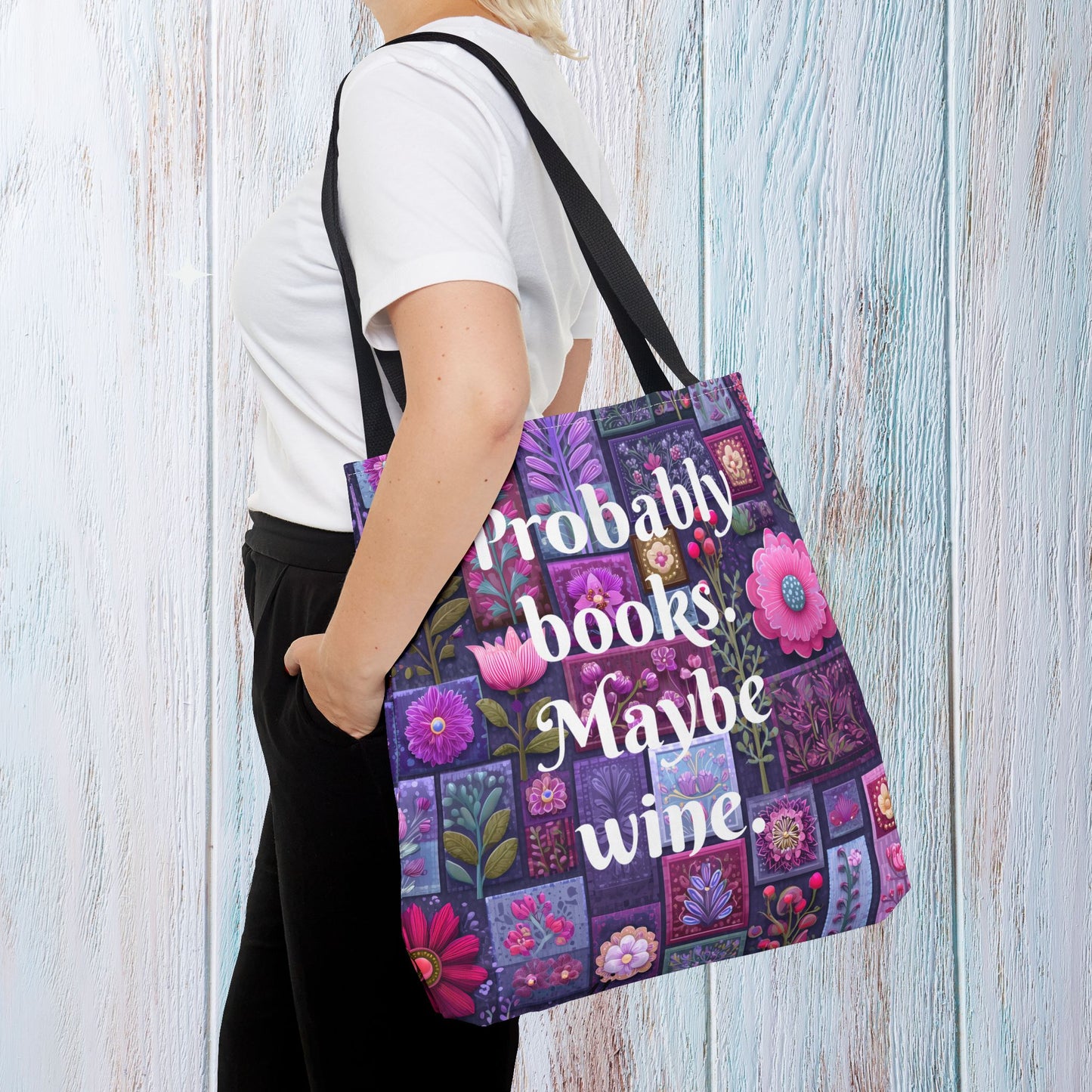 Tote Bag for Book Shopping Bag Gift for Book Lover Wine Lovers Gift for Her Nature Inspired Art Floral Bag Giftful Book Club Purse for Women