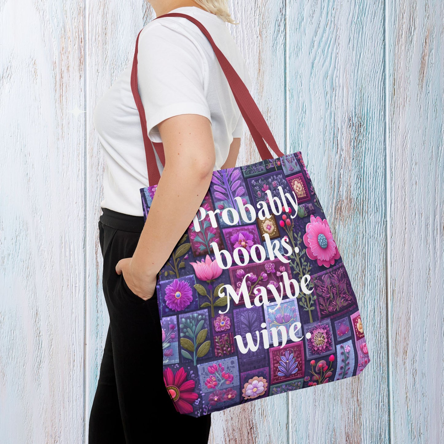 Tote Bag for Book Shopping Bag Gift for Book Lover Wine Lovers Gift for Her Nature Inspired Art Floral Bag Giftful Book Club Purse for Women