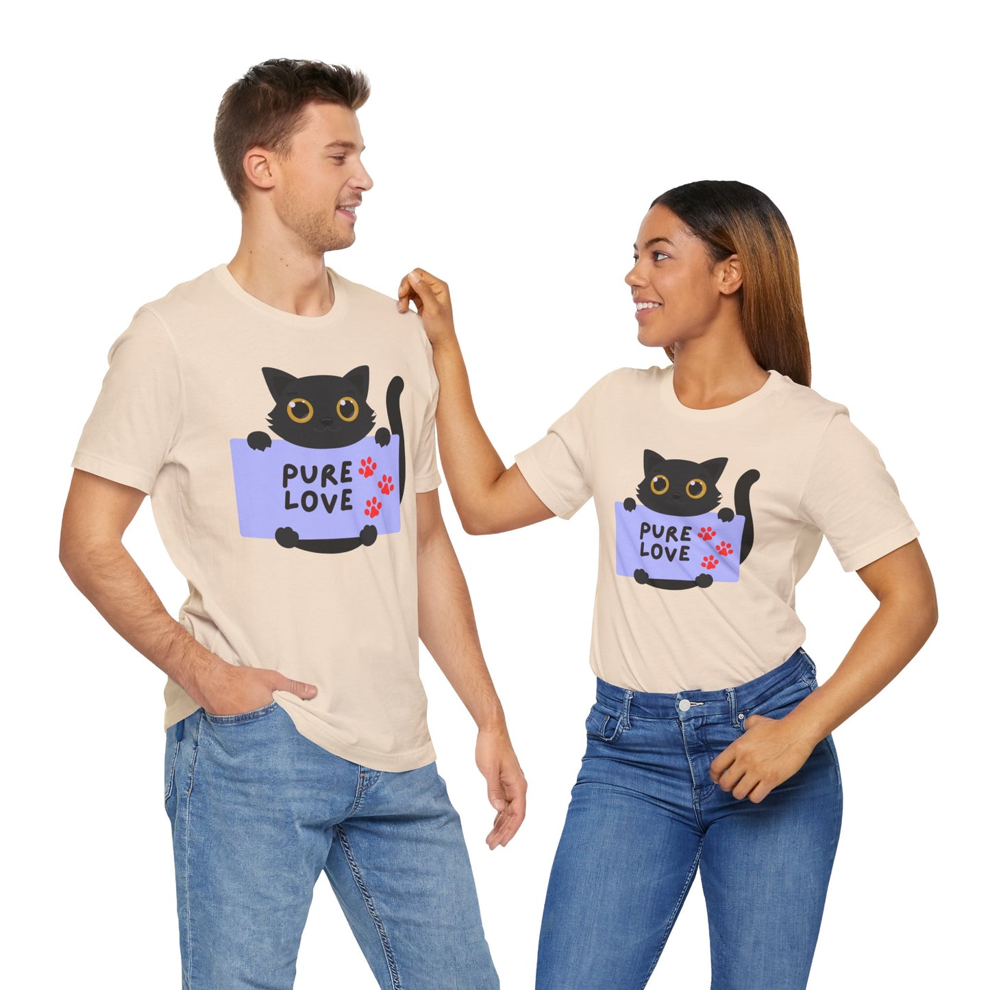 Black Cat T-shirt- Cute Cat Graphic tee, Pet Lover Top, Pure Love