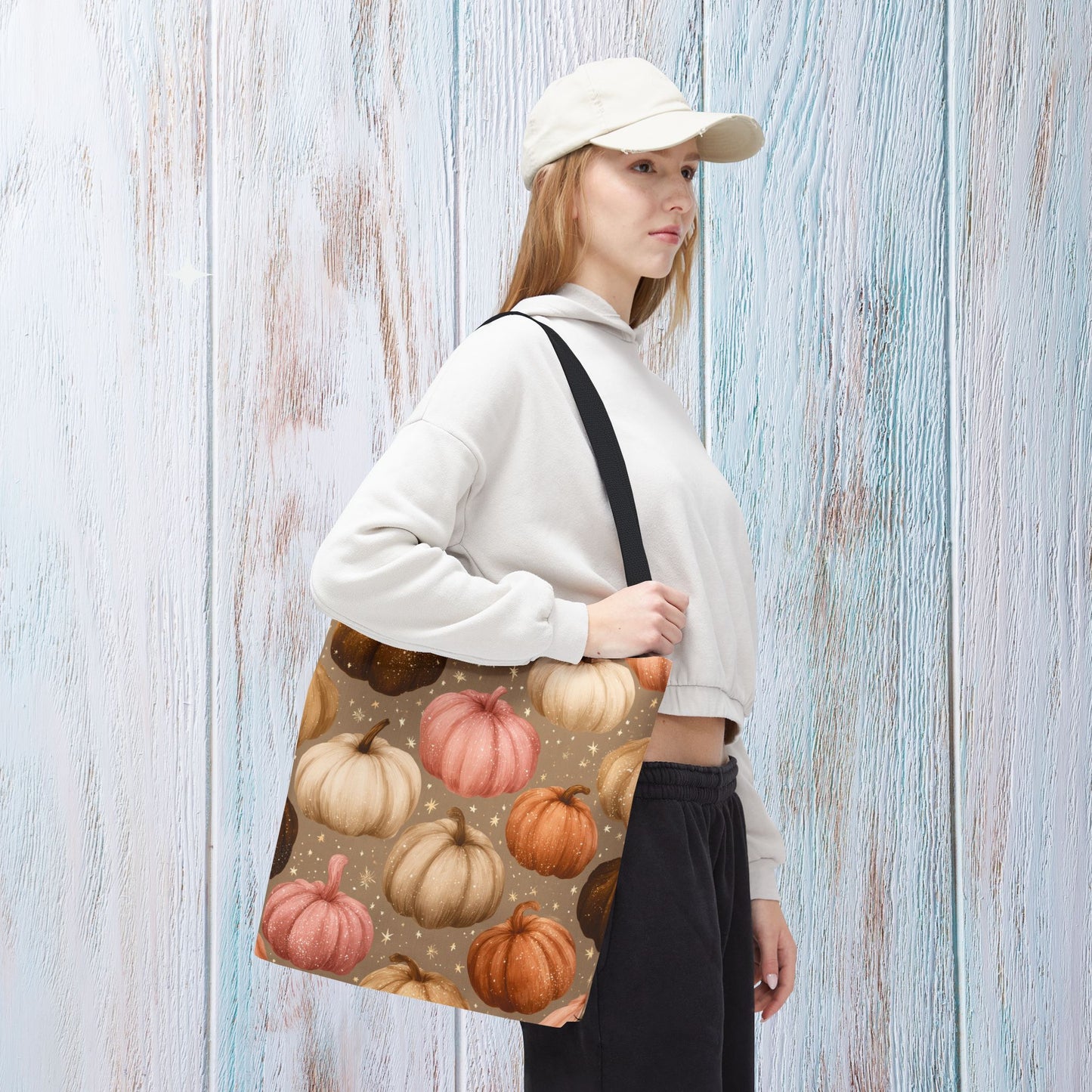Fall Autumn Pumpkin Tote Bag, Fall Market Shopping Bag, Halloween Trick or Treat AOP Tote Bag, Cute Pumpkins Bookish Tote Bag Gift for Her