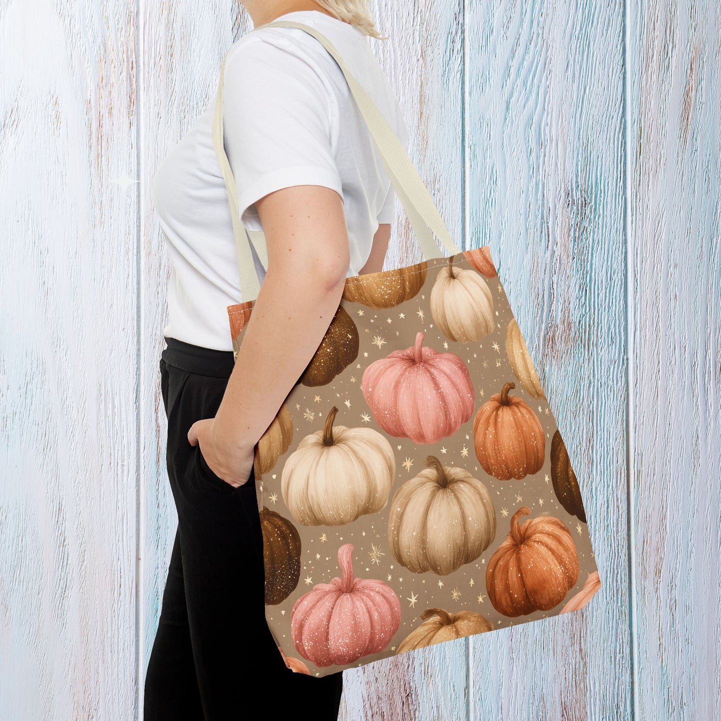 Fall Autumn Pumpkin Tote Bag, Fall Market Shopping Bag, Halloween Trick or Treat AOP Tote Bag, Cute Pumpkins Bookish Tote Bag Gift for Her