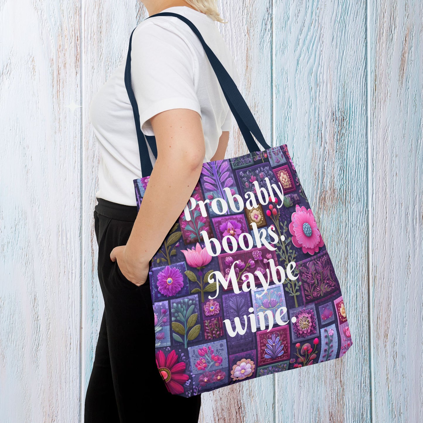 Tote Bag for Book Shopping Bag Gift for Book Lover Wine Lovers Gift for Her Nature Inspired Art Floral Bag Giftful Book Club Purse for Women