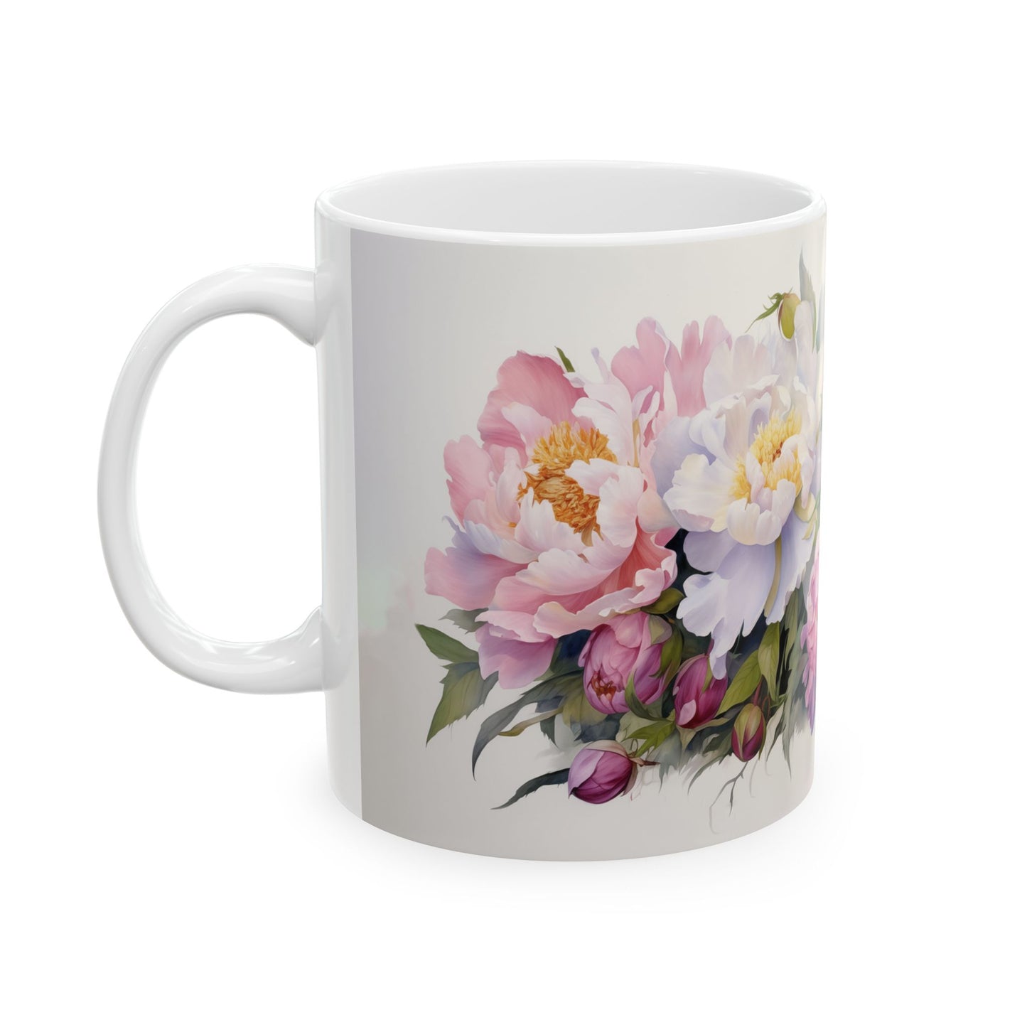 Beautiful Pink Peony mug- Ceramic Coffee Mug, Peony lovers Mug, Elegant Flower Cup, Botanical Tea Mug, Gift for Her & Mom