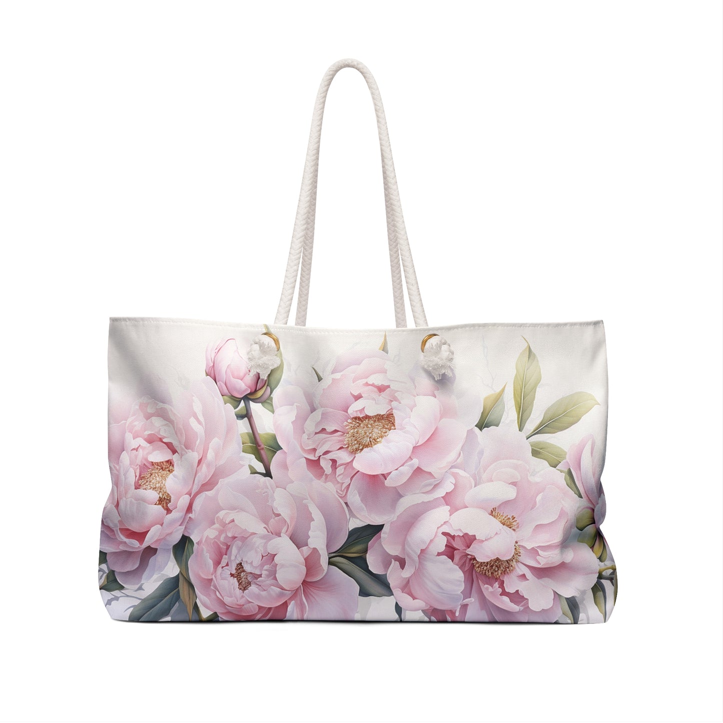 Large Floral Weekender Bag, Shoulder Bag for Women, Summer Travel Tote, Gift for Her Shopping Tote Bag with Pink Peonies Beach Bag for Bride