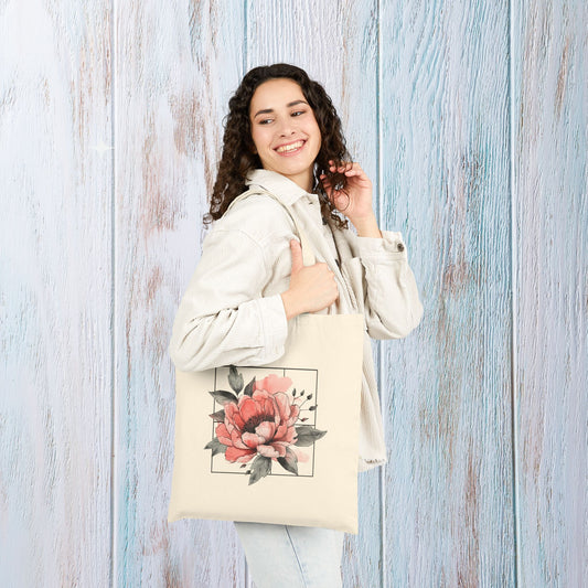 Peony Tote bag, Peony Gift, Floral Tote bag, Beautiful Gift for Her, Good things Tote bag, Positive Mindset Tote bag, Bag for Shopping,