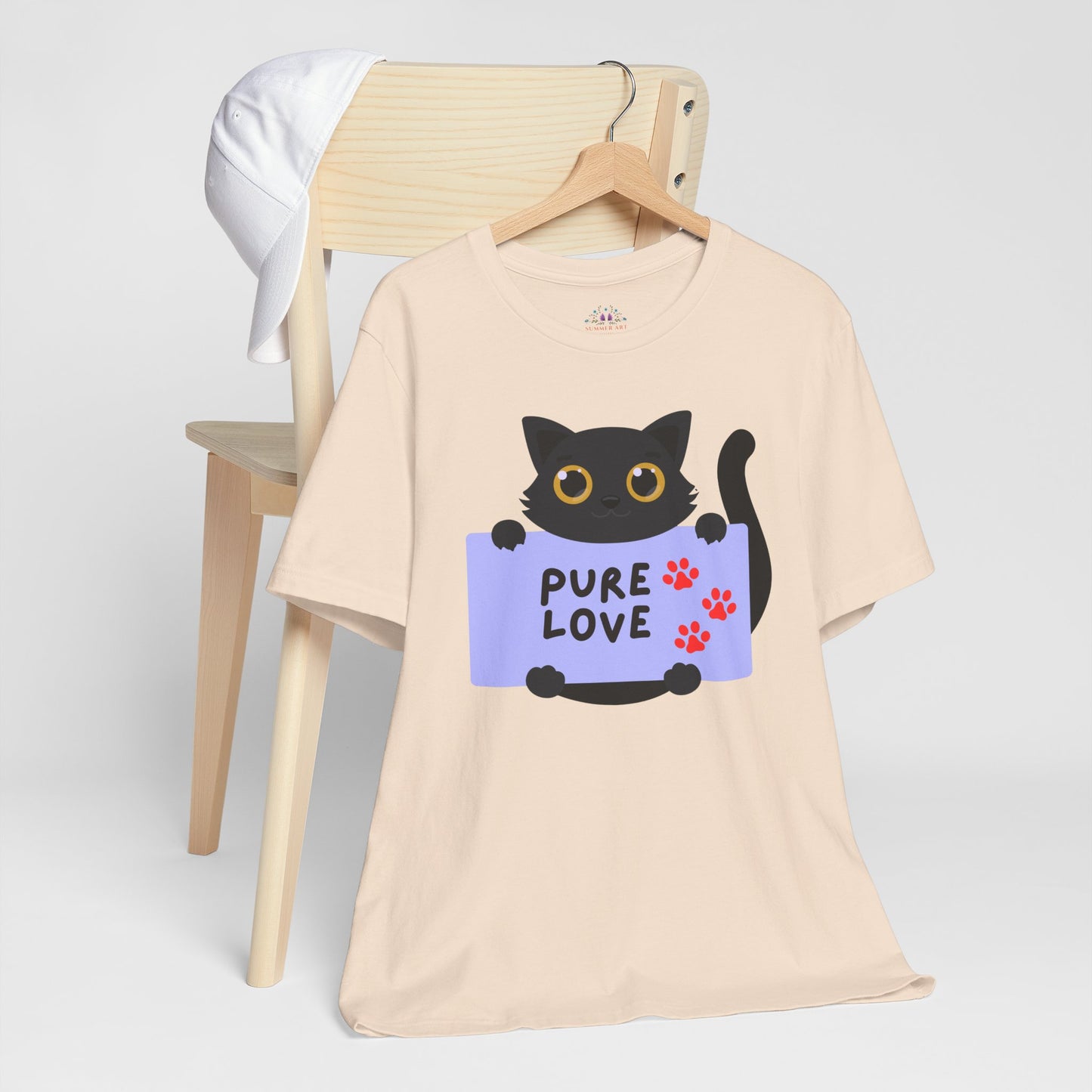 Black Cat T-shirt- Cute Cat Graphic tee, Pet Lover Top, Pure Love