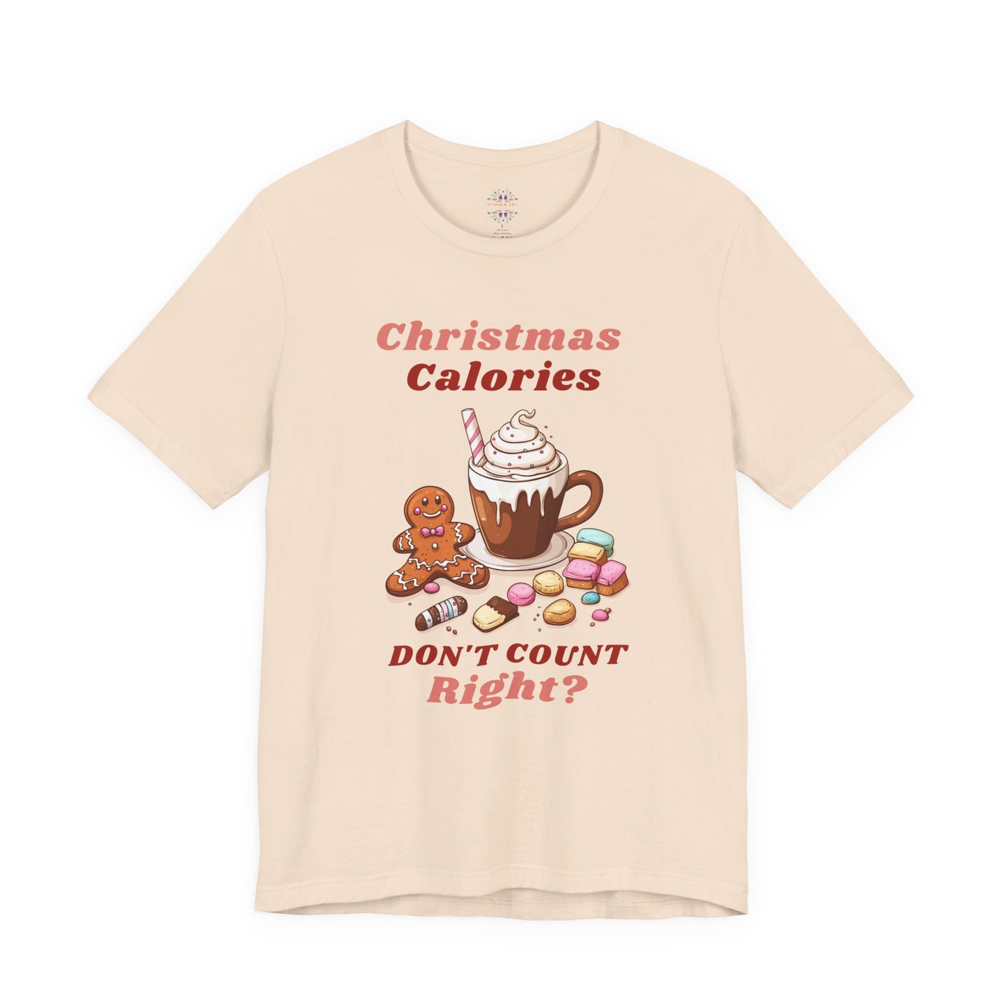 Christmas T-Shirt - Calories Don't Count, Funny Holiday TShirt, Party Outfit Unisex, Festive Apparel for Photo Shoots