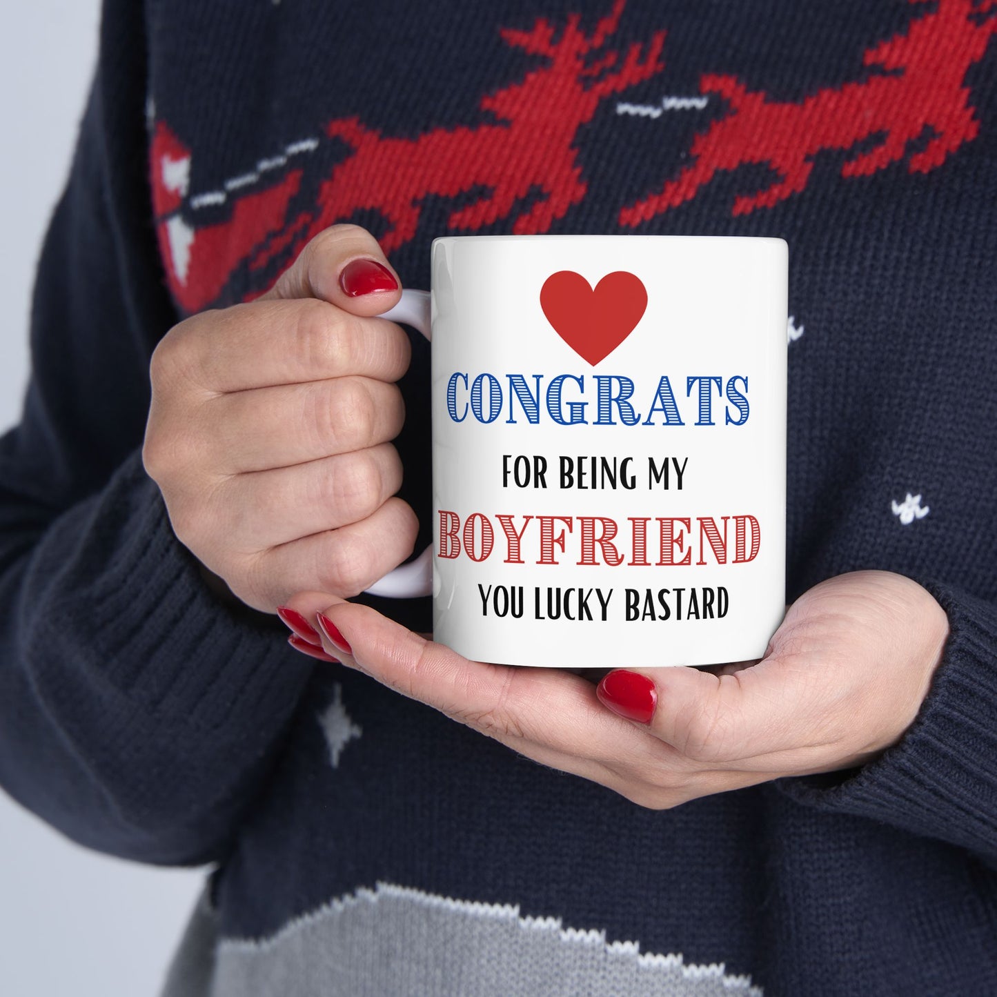 Congrats for Being My Boyfriend - Mug Gift for Him Valentines Day, Gift for Bithday from Girlfriend, Love Anniversaries Humor Mug, Sarcastic Gift
