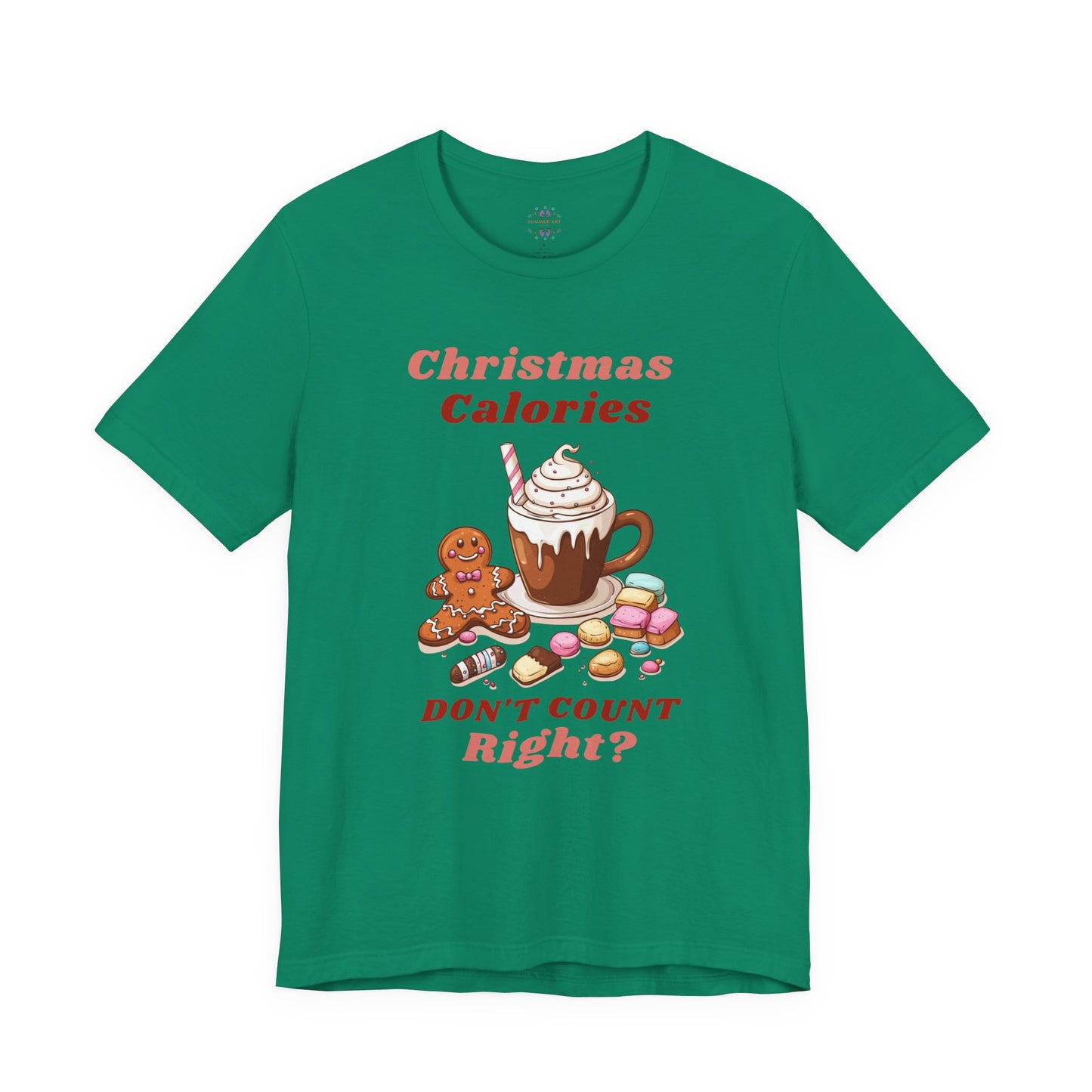 Christmas T-Shirt - Calories Don't Count, Funny Holiday TShirt, Party Outfit Unisex, Festive Apparel for Photo Shoots