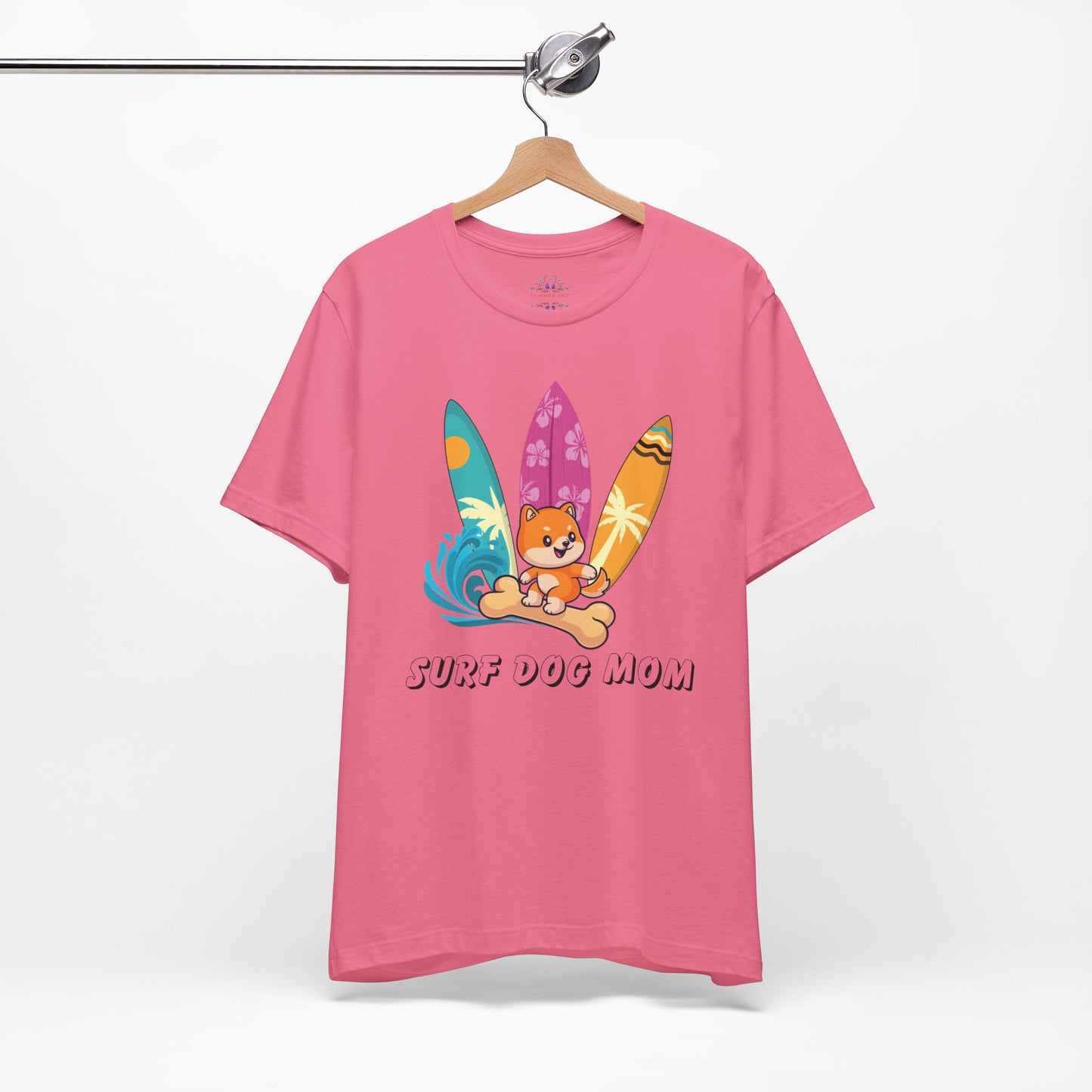 Dog Mom T-Shirt - Summer Beach Shirt for Dog Mom Surfing Gifts, Cute Dog Surfing Graphic Tee, Summer Beach Fashion