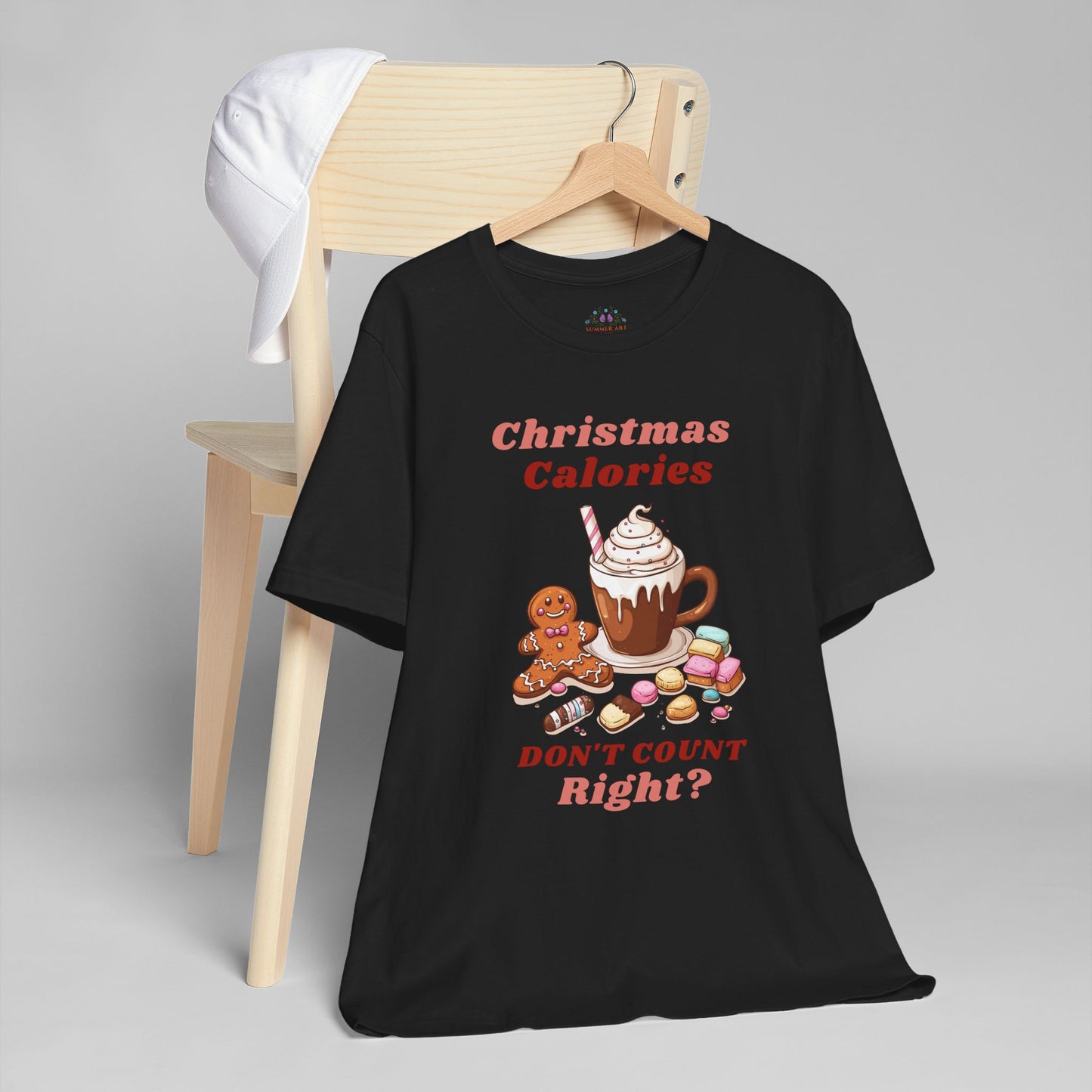 Christmas T-Shirt - Calories Don't Count, Funny Holiday TShirt, Party Outfit Unisex, Festive Apparel for Photo Shoots