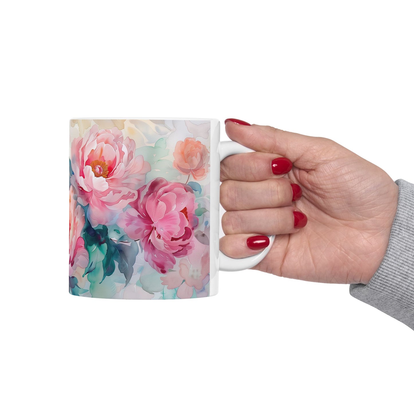 Vintage Peony Mug- Flower Lovers Gift for Her, Coffee Ceramic Mug