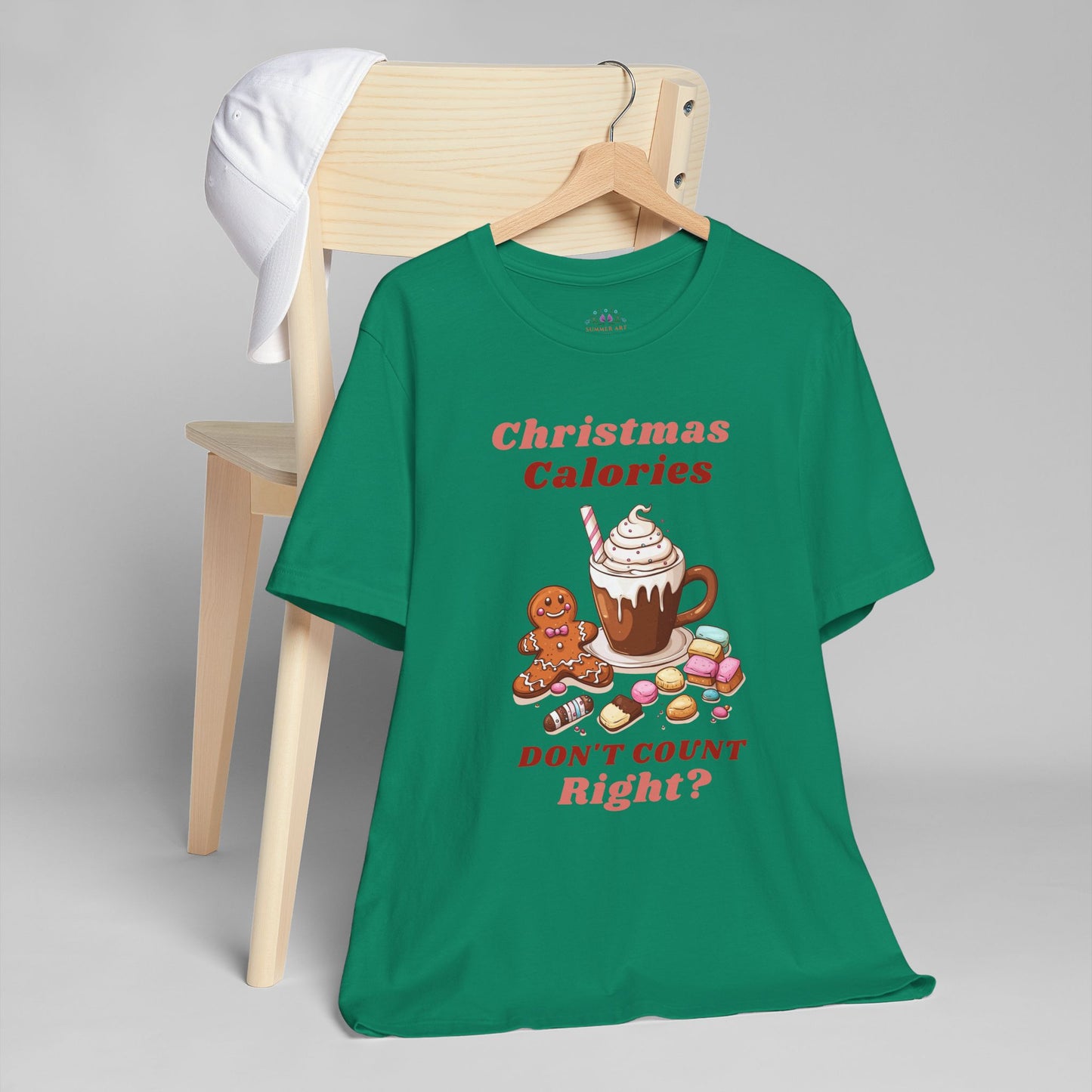 Christmas T-Shirt - Calories Don't Count, Funny Holiday TShirt, Party Outfit Unisex, Festive Apparel for Photo Shoots