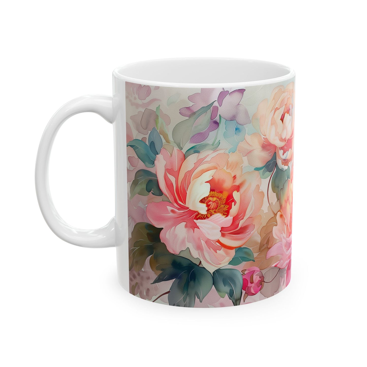 Vintage Peony Mug- Flower Lovers Gift for Her, Coffee Ceramic Mug
