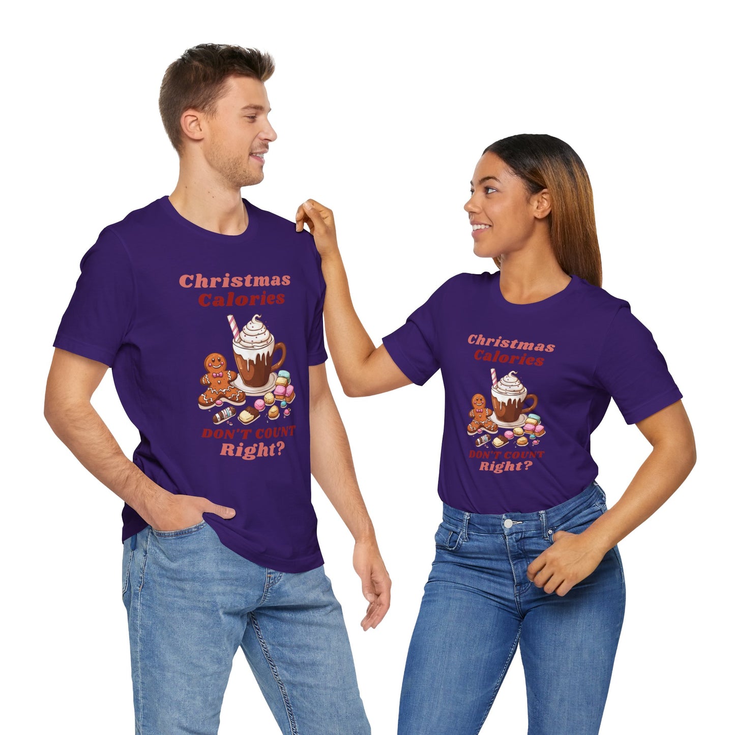 Christmas T-Shirt - Calories Don't Count, Funny Holiday TShirt, Party Outfit Unisex, Festive Apparel for Photo Shoots
