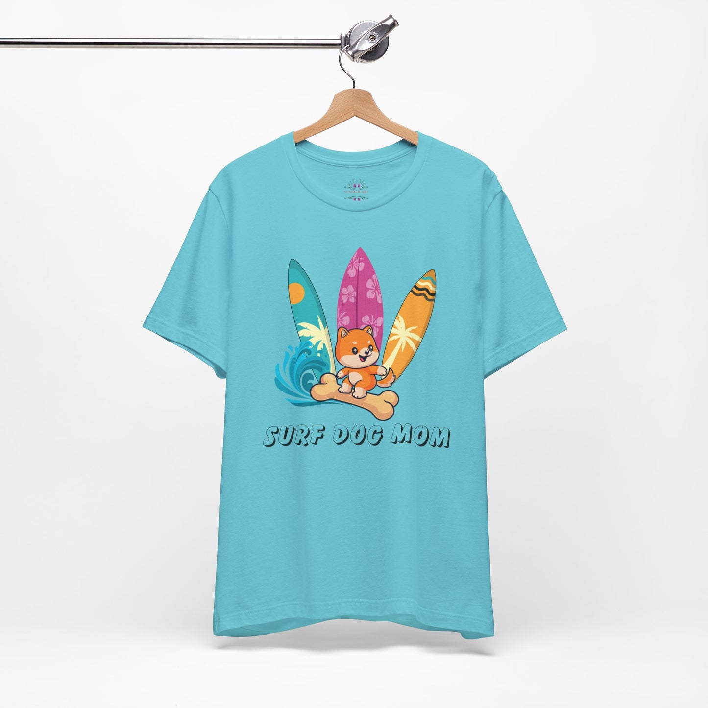 Dog Mom T-Shirt - Summer Beach Shirt for Dog Mom Surfing Gifts, Cute Dog Surfing Graphic Tee, Summer Beach Fashion