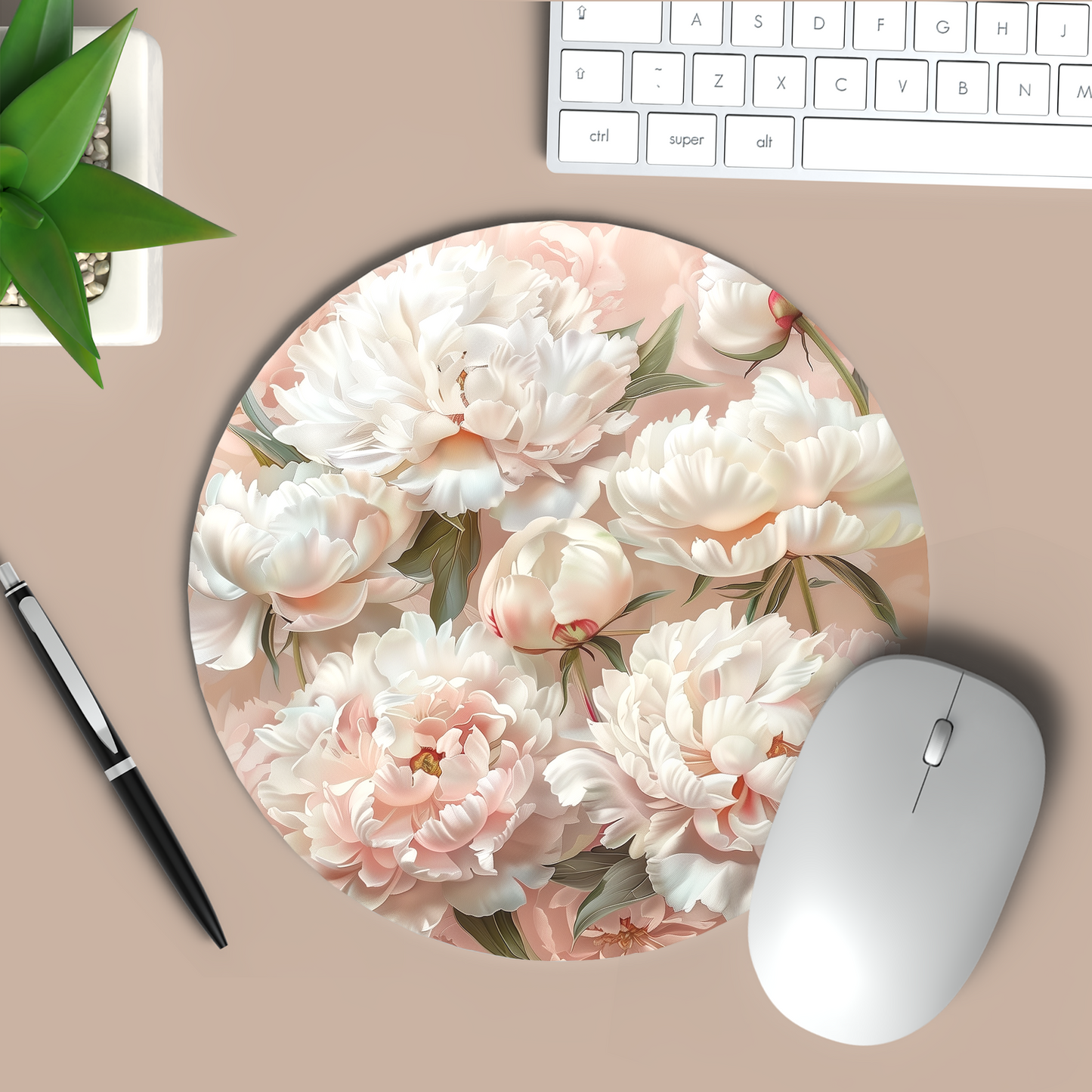 Pink Peony Mouse Pad- Floral Print, Flower Mouse Mat, Vintage Mouse Pad, Peony Desk Accessories, PC mouse pad, 3Dpeony