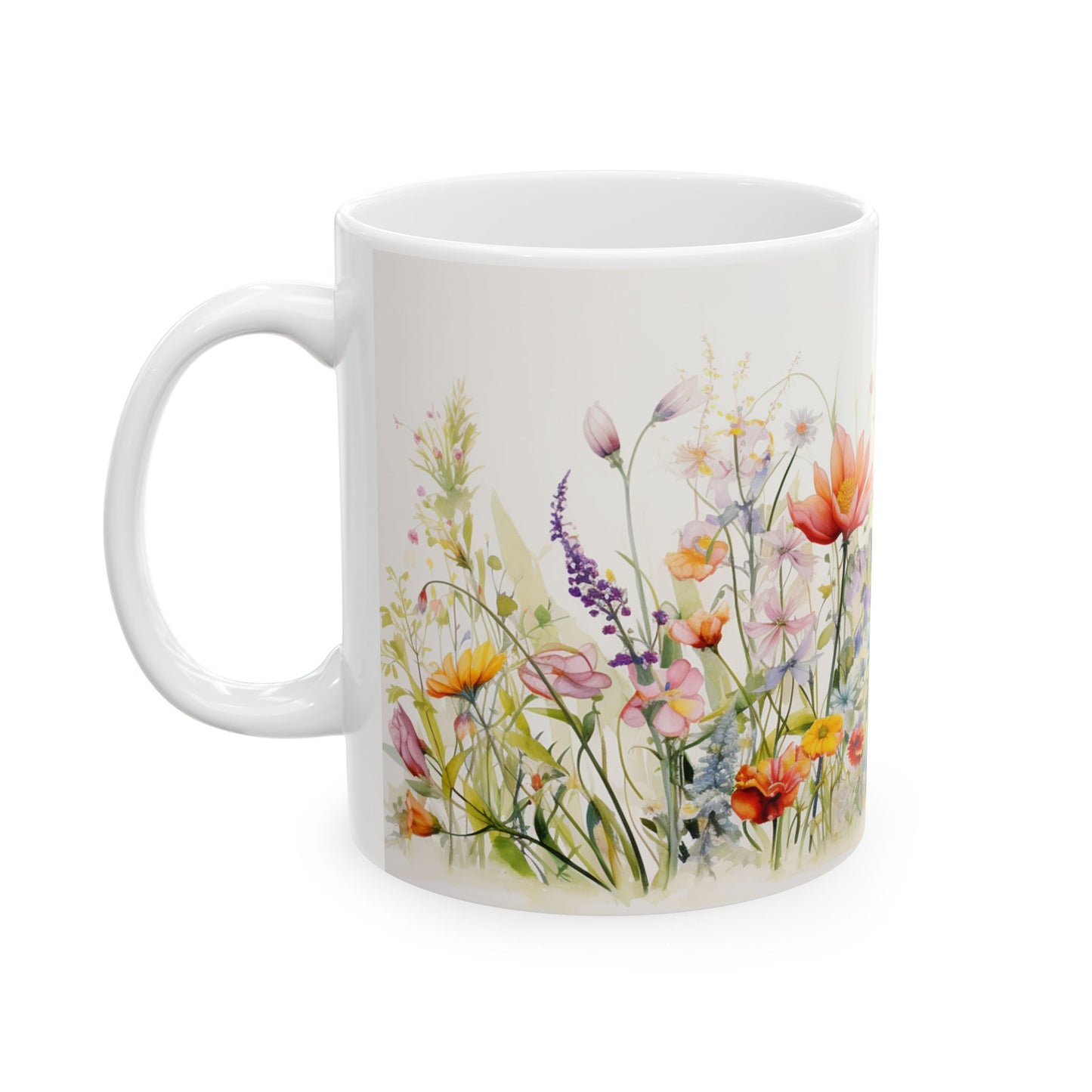Meadow flowers mug - Wildflower Floral Coffee Mug, Flower Garden Ceramic Teacup With Handle