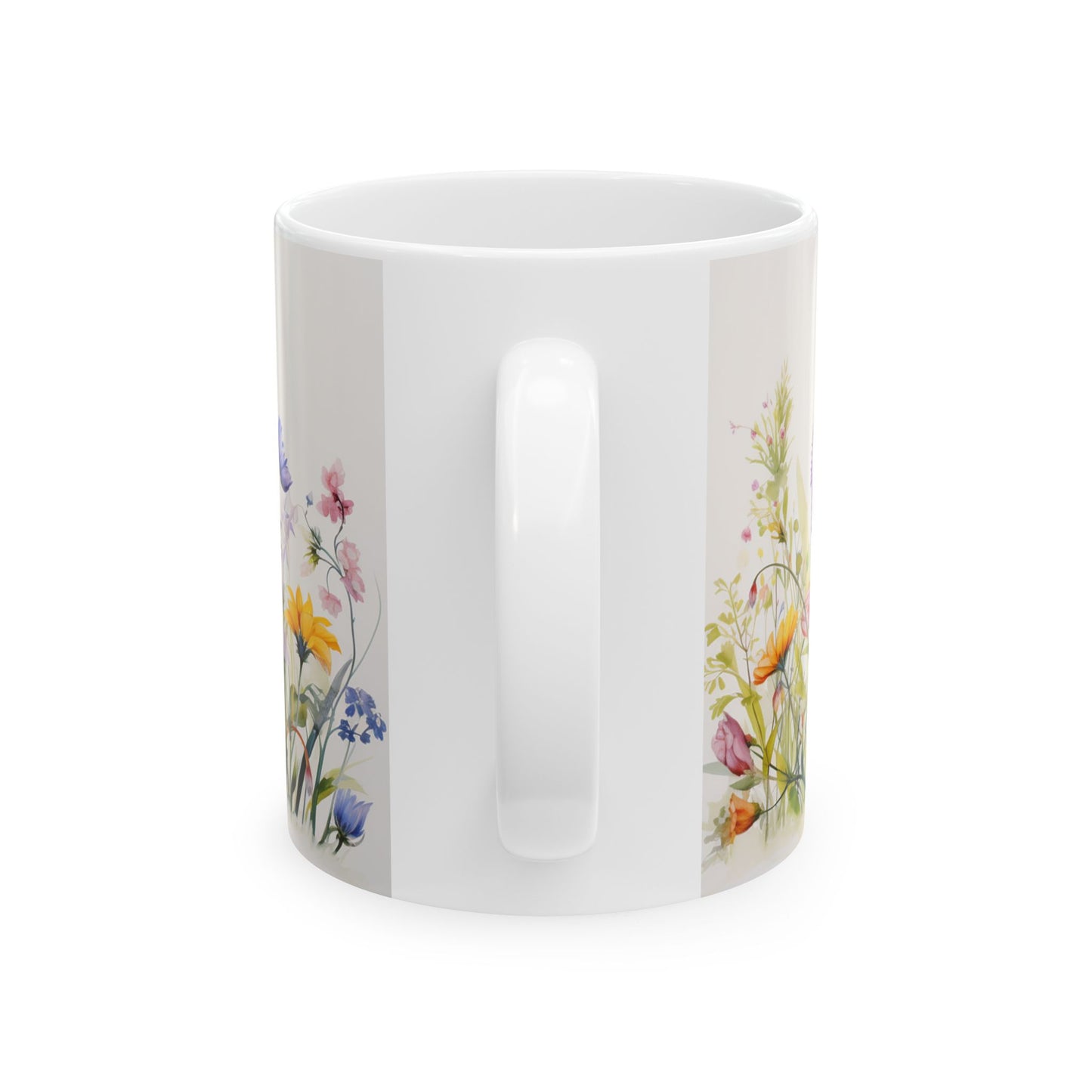 Meadow flowers mug - Wildflower Floral Coffee Mug, Flower Garden Ceramic Teacup With Handle