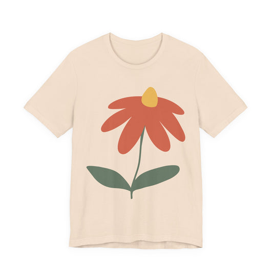 Retro Minimalist Flower Tee — Simple Orange Daisy Graphic T-Shirt