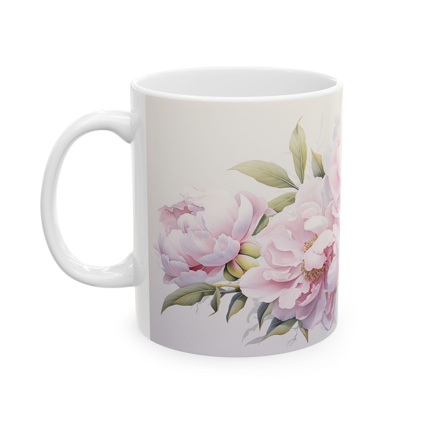 Floral Peonies Coffee Mug - Summer Kitchen Decor, Pretty Peony Flower Cup, Bridal Shower Thank You Gift