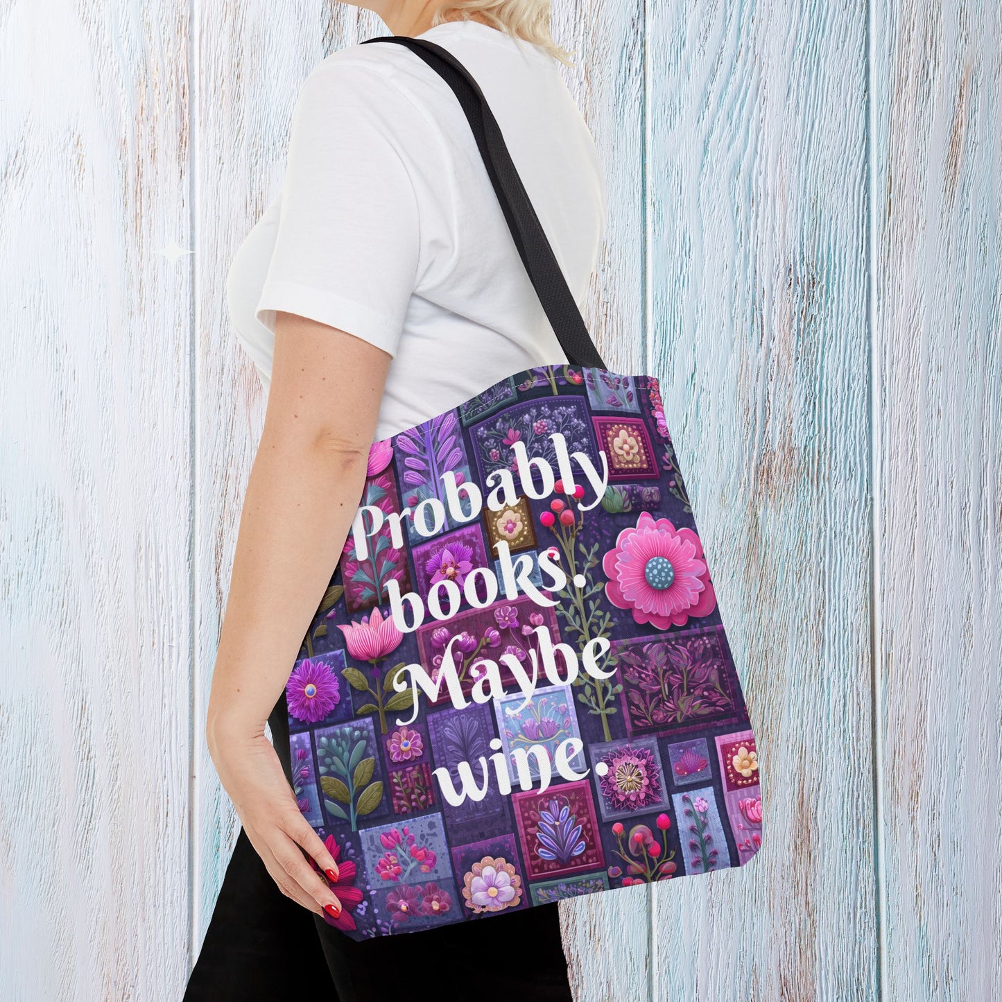 Tote Bag for Book Shopping Bag Gift for Book Lover Wine Lovers Gift for Her Nature Inspired Art Floral Bag Giftful Book Club Purse for Women