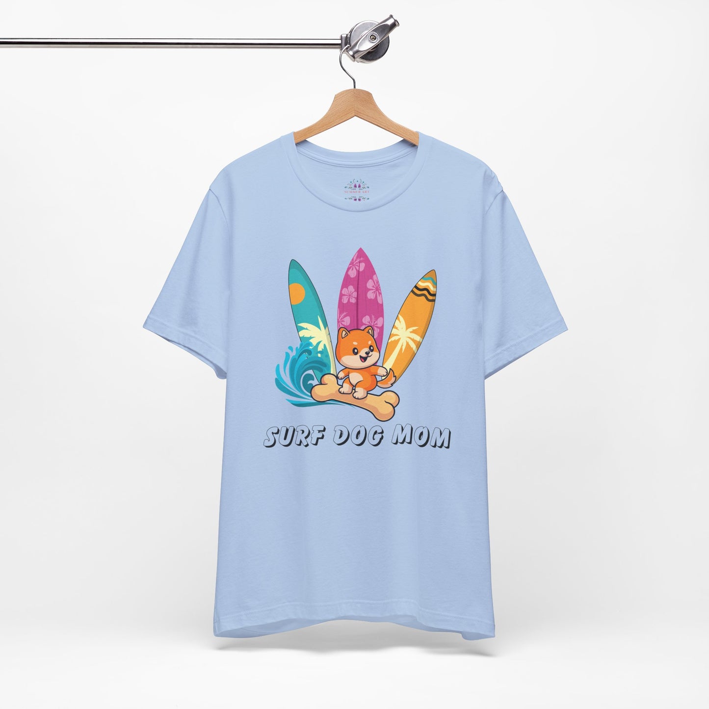 Dog Mom T-Shirt - Summer Beach Shirt for Dog Mom Surfing Gifts, Cute Dog Surfing Graphic Tee, Summer Beach Fashion