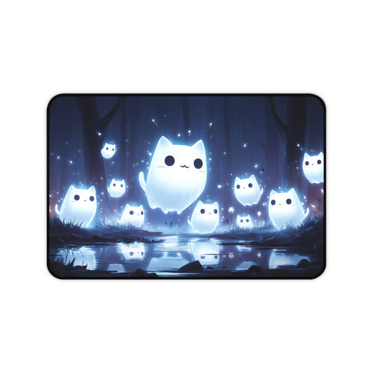 Ghost Cat Mouse Mat- Cat-themed Office Decor, Cute Gaming Mouse Pad, Unique Gift for Friend, Nighttime Study Accessory, PC Accessories