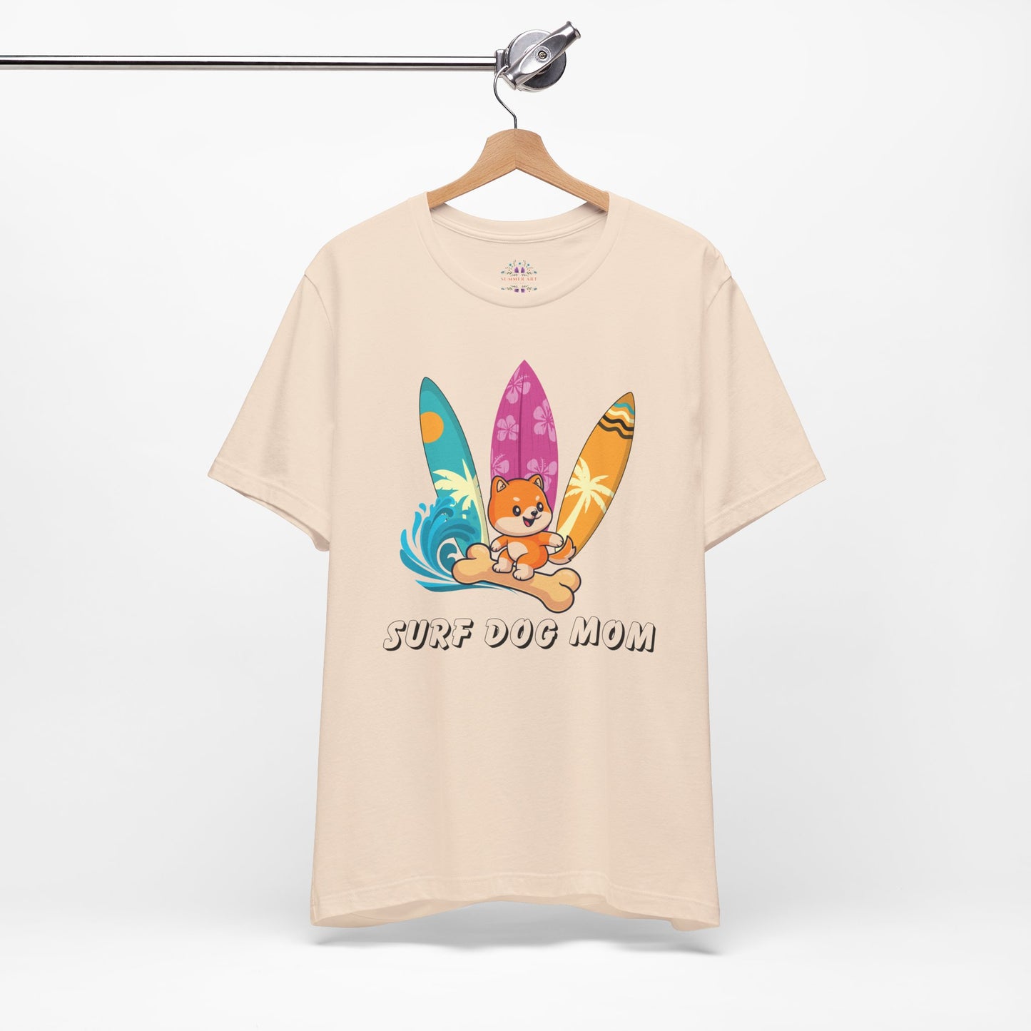 Dog Mom T-Shirt - Summer Beach Shirt for Dog Mom Surfing Gifts, Cute Dog Surfing Graphic Tee, Summer Beach Fashion