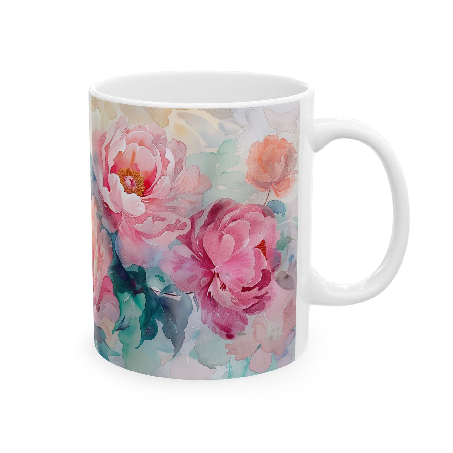 Vintage Peony Mug- Flower Lovers Gift for Her, Coffee Ceramic Mug