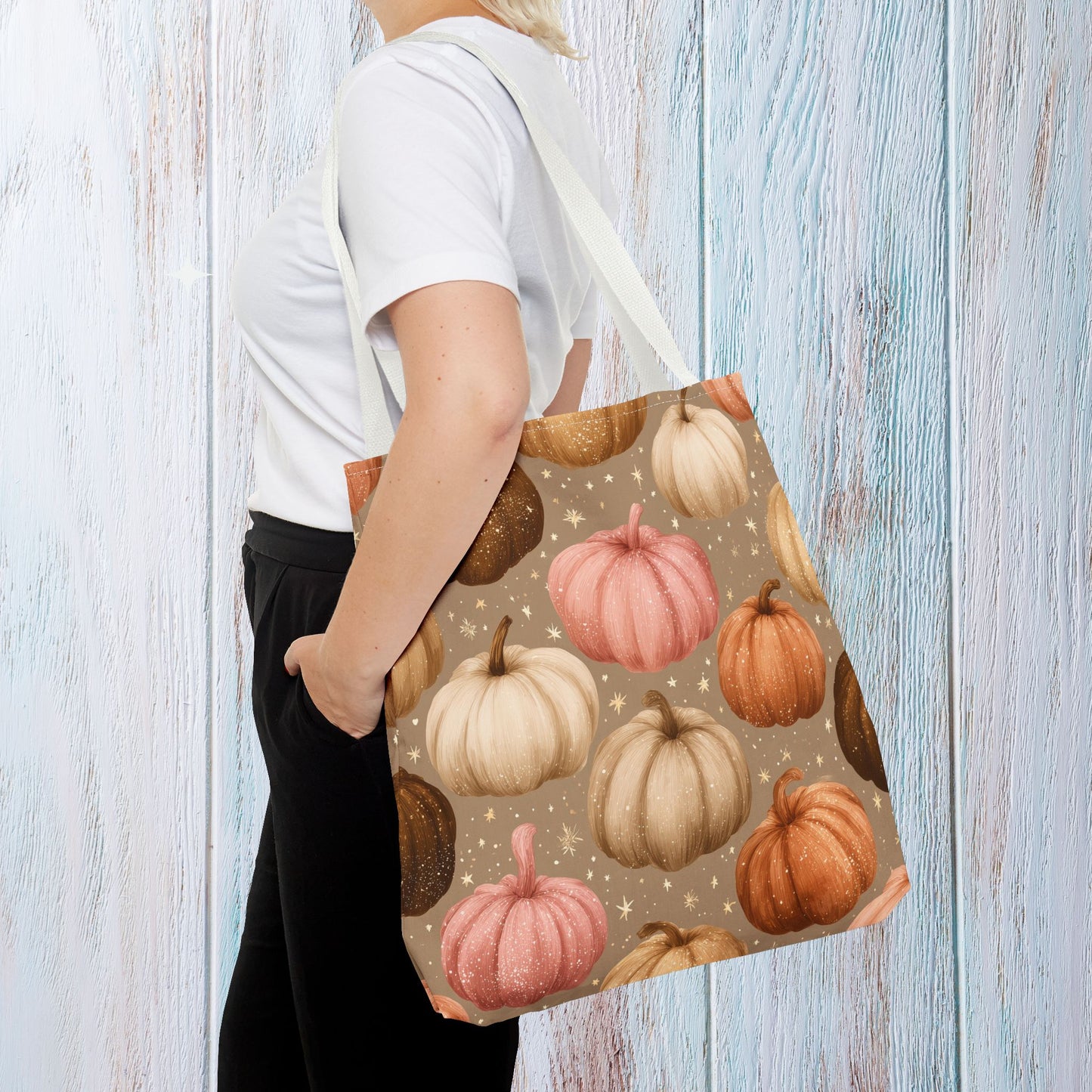 Fall Autumn Pumpkin Tote Bag, Fall Market Shopping Bag, Halloween Trick or Treat AOP Tote Bag, Cute Pumpkins Bookish Tote Bag Gift for Her