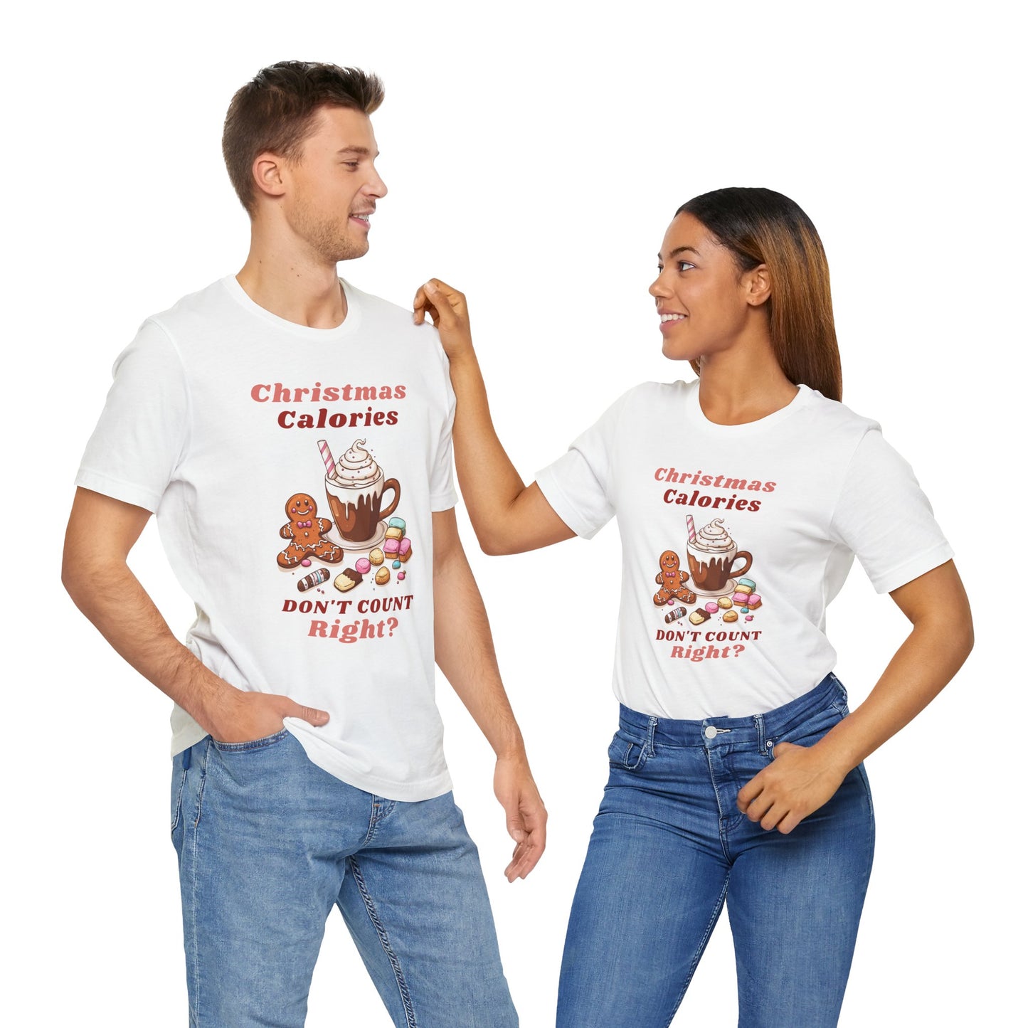 Christmas T-Shirt - Calories Don't Count, Funny Holiday TShirt, Party Outfit Unisex, Festive Apparel for Photo Shoots