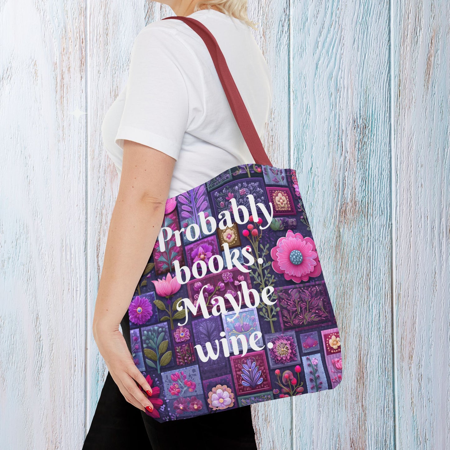 Tote Bag for Book Shopping Bag Gift for Book Lover Wine Lovers Gift for Her Nature Inspired Art Floral Bag Giftful Book Club Purse for Women