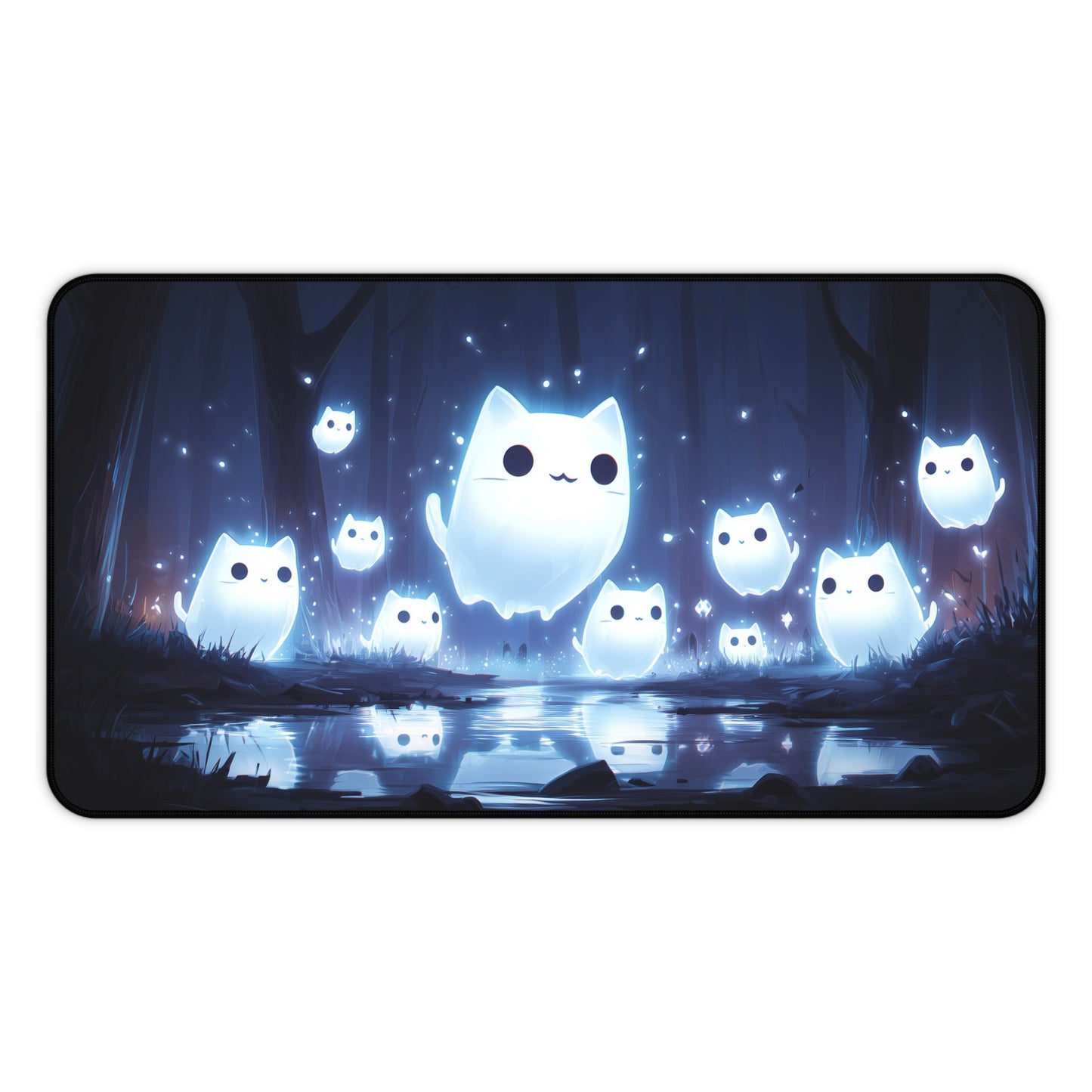Ghost Cat Mouse Mat- Cat-themed Office Decor, Cute Gaming Mouse Pad, Unique Gift for Friend, Nighttime Study Accessory, PC Accessories