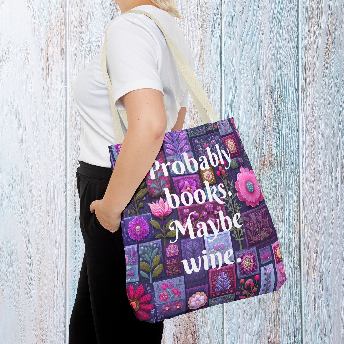Tote Bag for Book Shopping Bag Gift for Book Lover Wine Lovers Gift for Her Nature Inspired Art Floral Bag Giftful Book Club Purse for Women