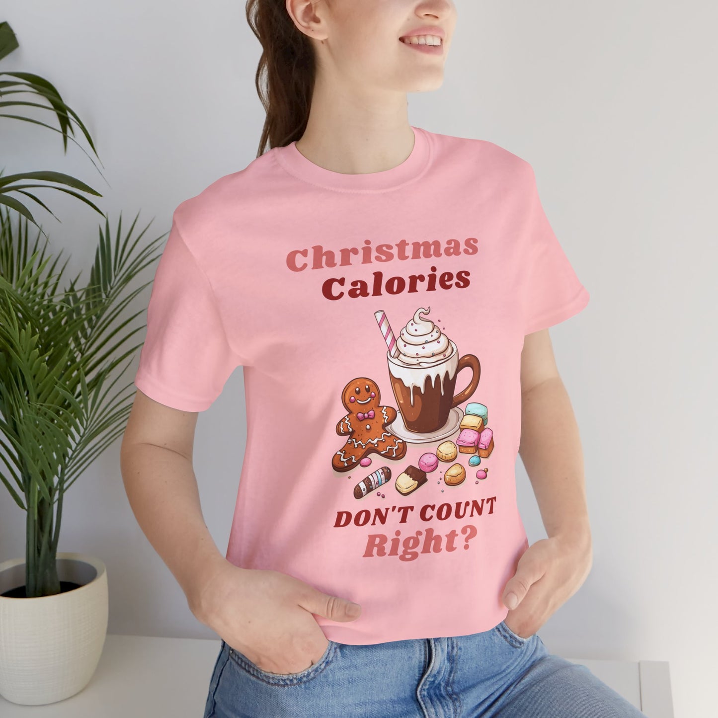 Christmas T-Shirt - Calories Don't Count, Funny Holiday TShirt, Party Outfit Unisex, Festive Apparel for Photo Shoots