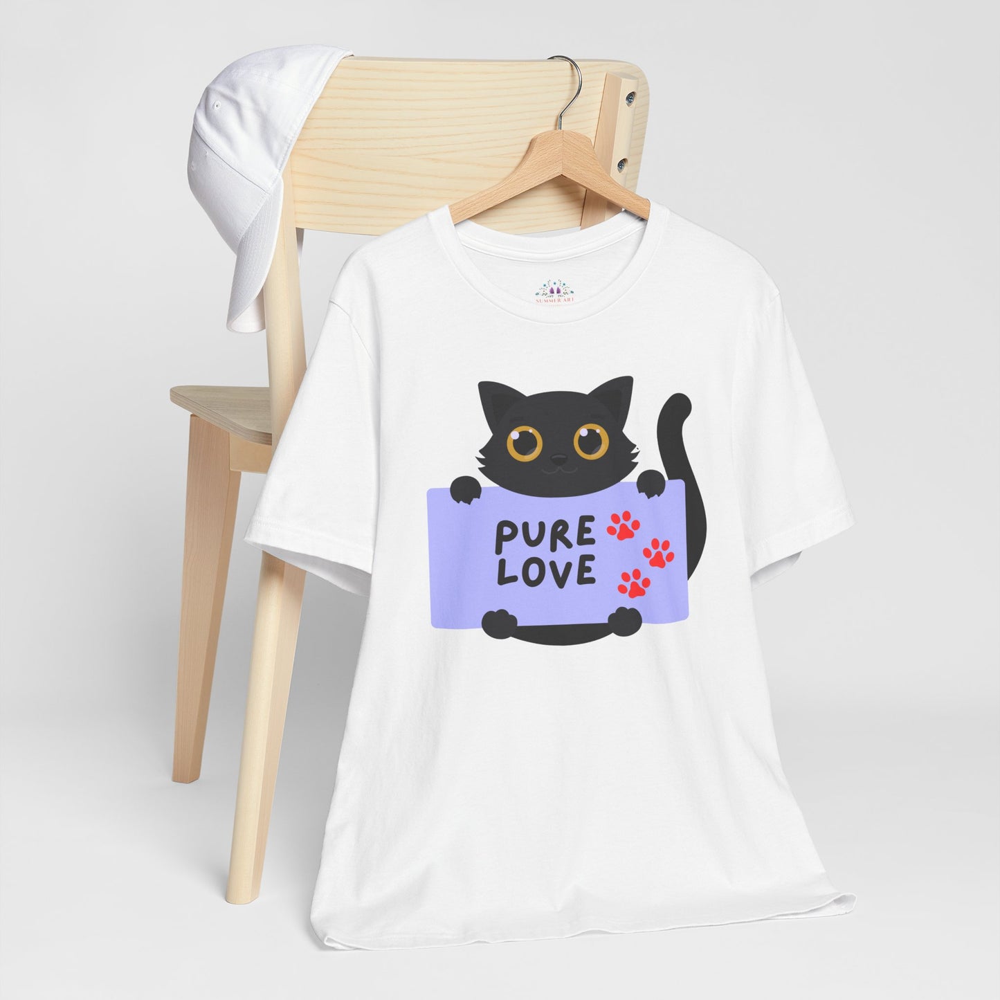 Black Cat T-shirt- Cute Cat Graphic tee, Pet Lover Top, Pure Love