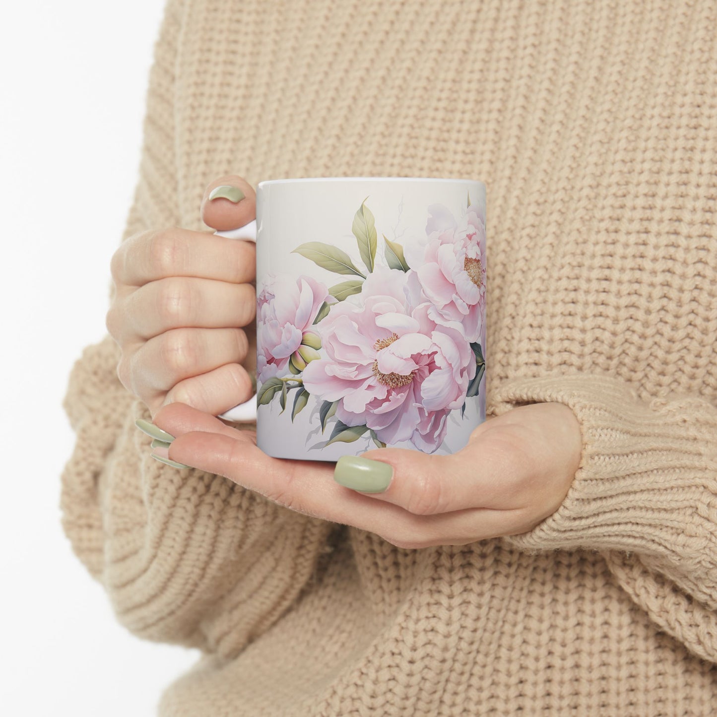 Floral Peonies Coffee Mug - Summer Kitchen Decor, Pretty Peony Flower Cup, Bridal Shower Thank You Gift